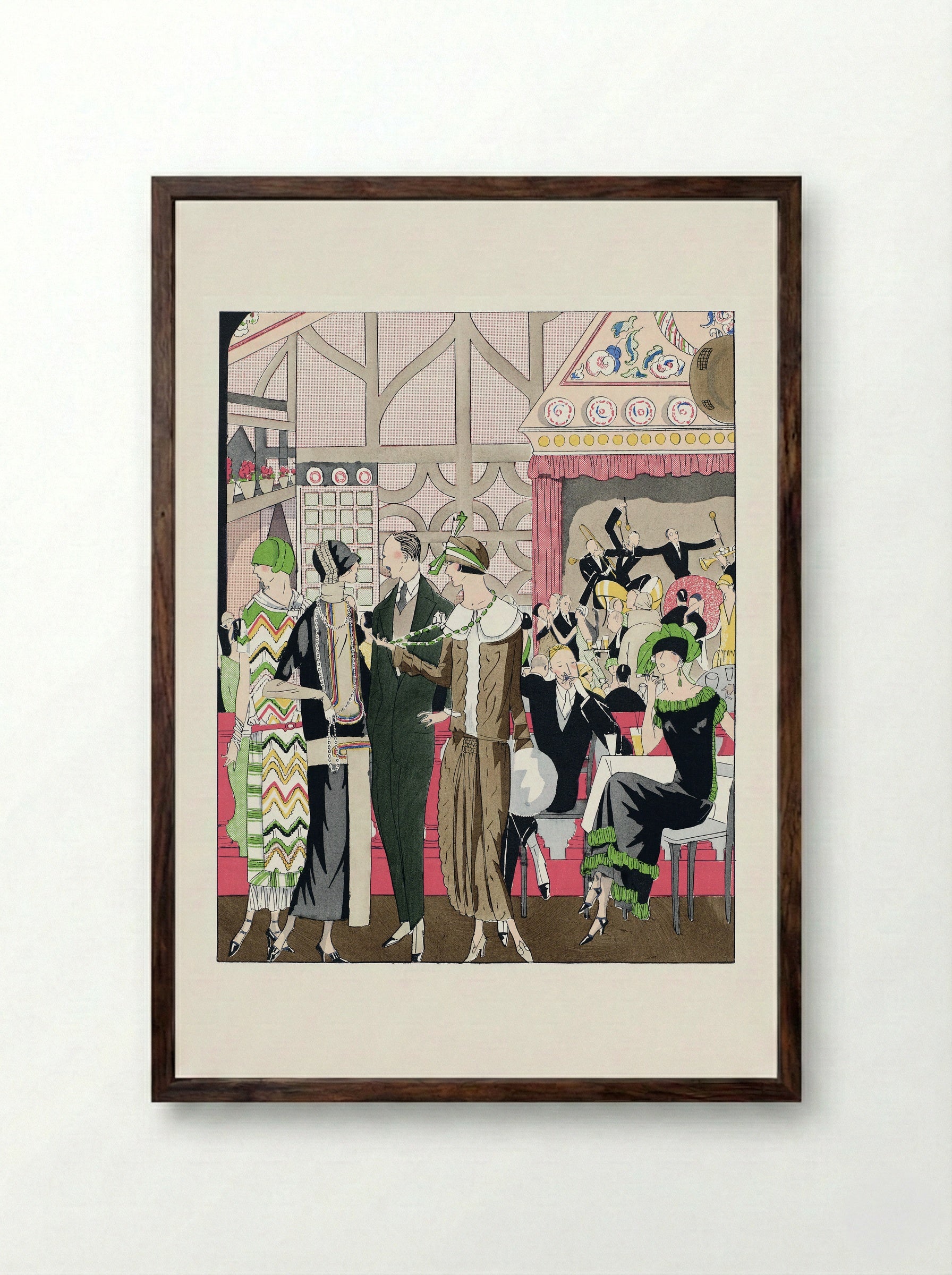 In a Restaurant - Bernard Boutet de Monvel - Framed Print Dark Wood