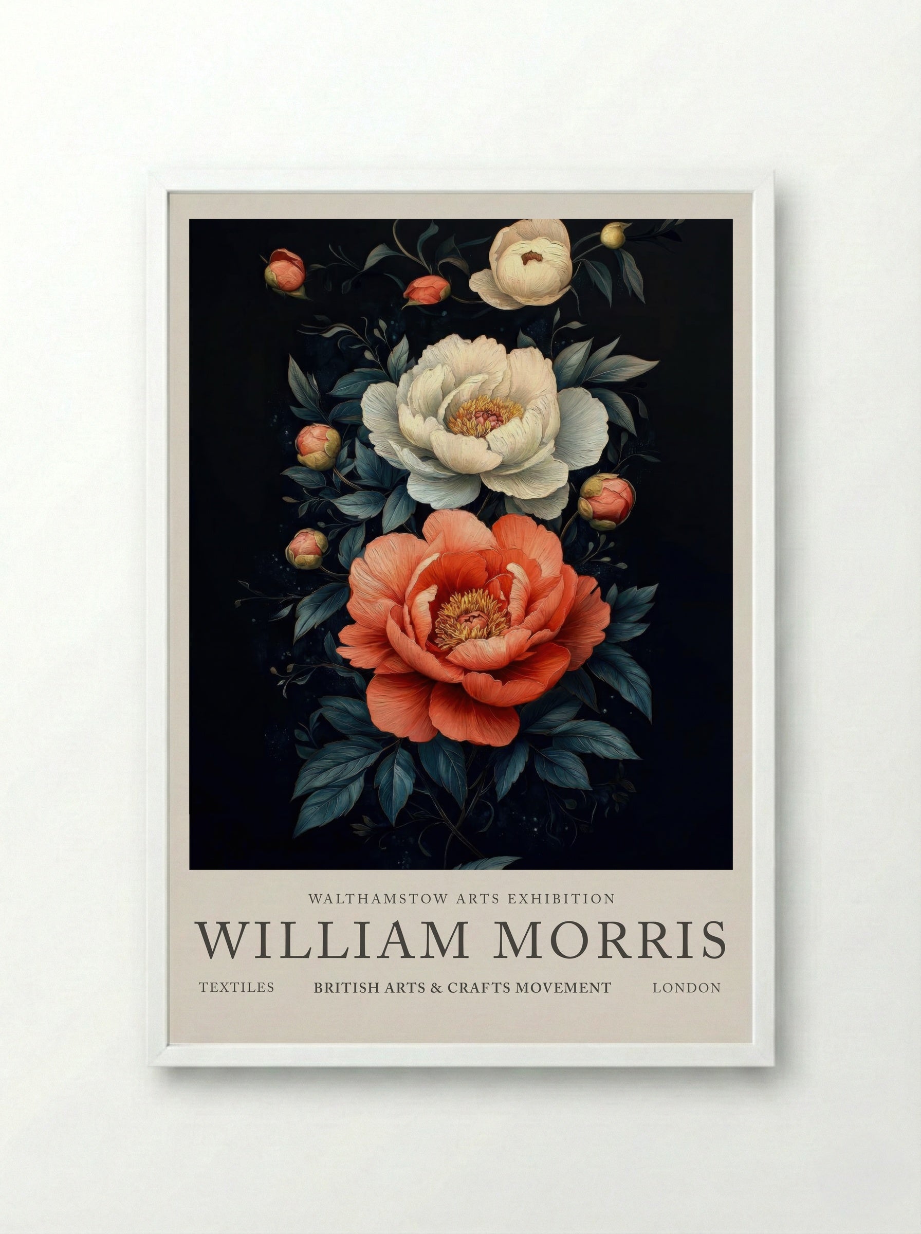 Peony Reverie - William Morris - Framed Print White