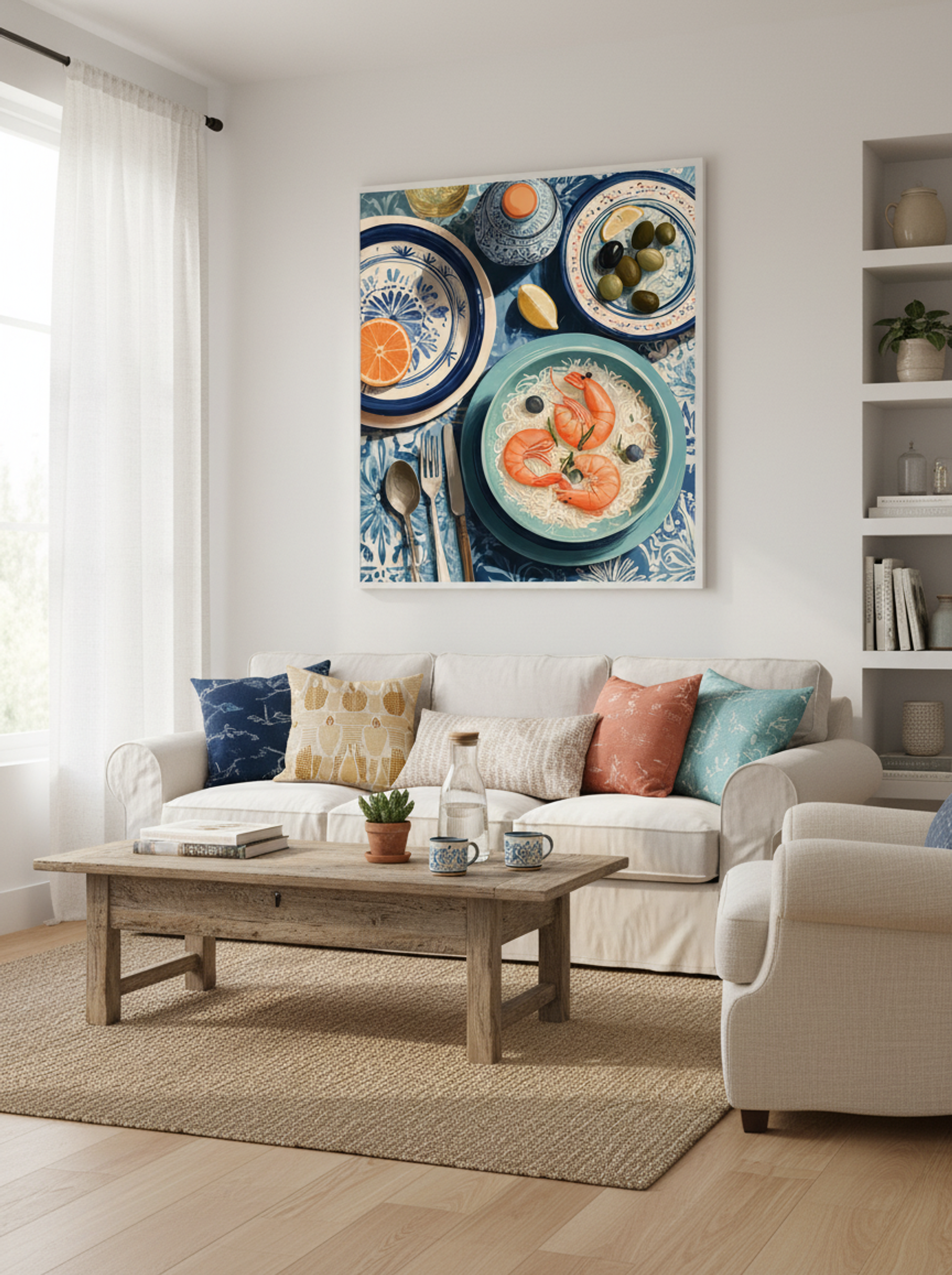 Mediterranean Table Seafood Still Life Art Print - Lifestyle