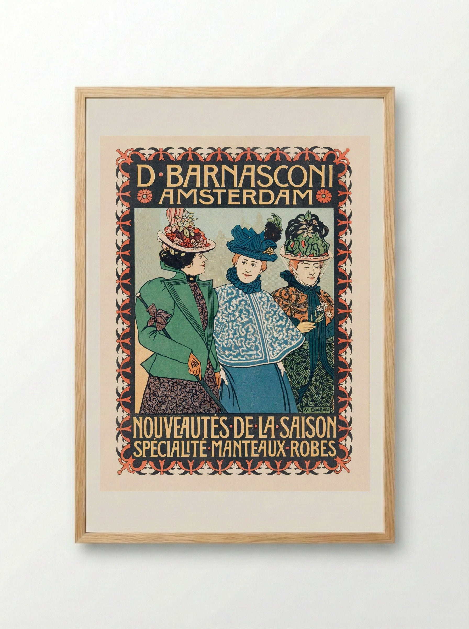 Advertentie van kledingzaak D. Barnasconi in Amsterdam - Johann Georg van Caspel - Framed Print Wood