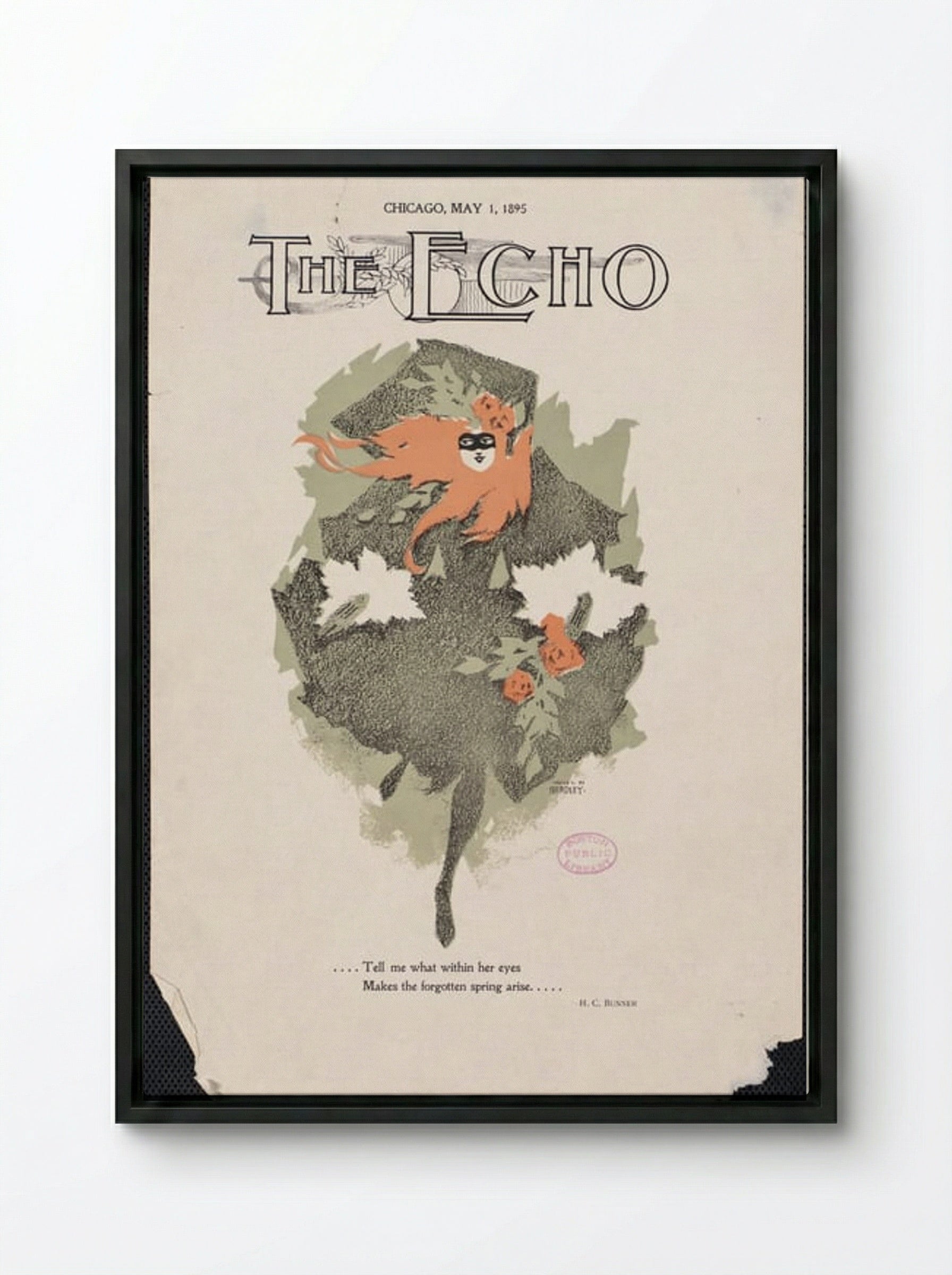 The Echo, Chicago, May 1, 1895 - Will H. Bradley - Framed Canvas Black