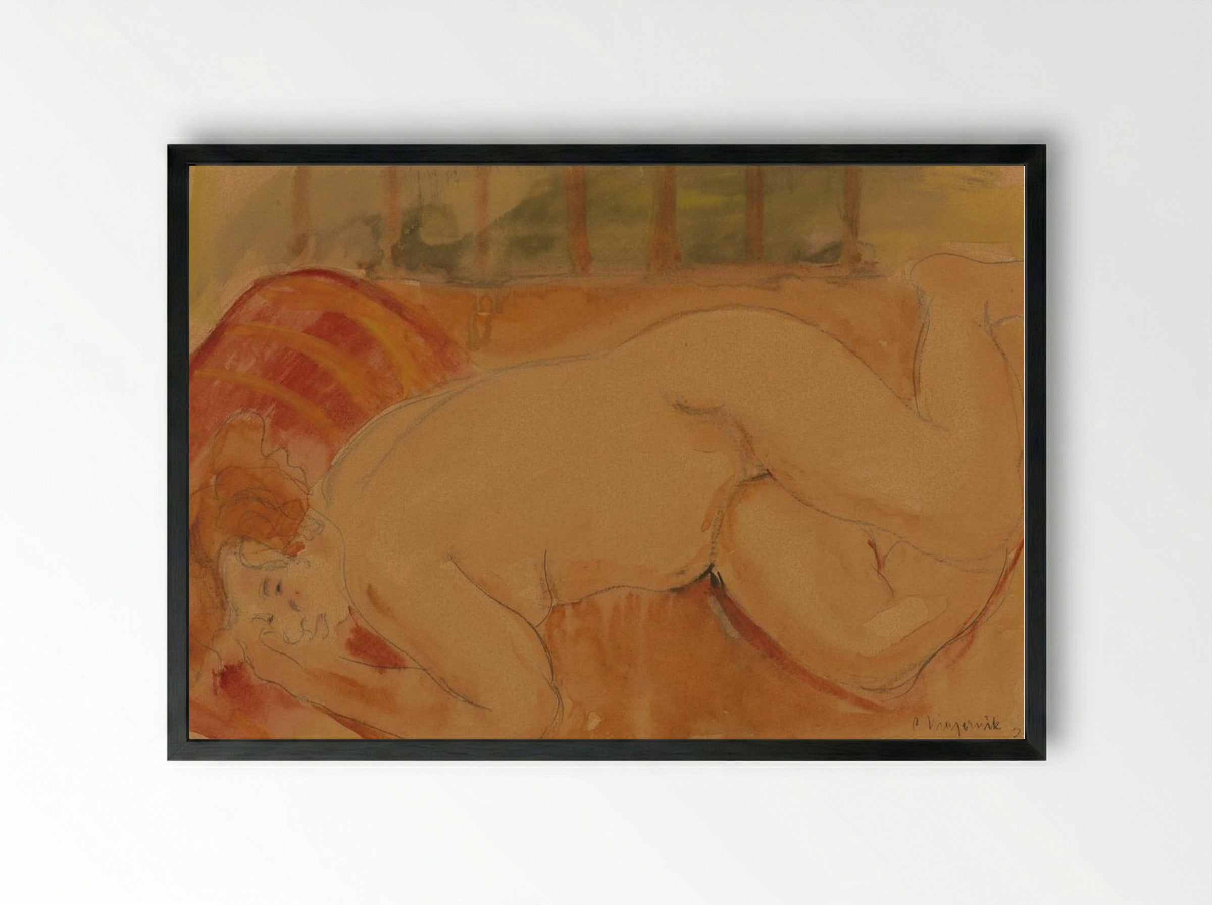 Reclining Nude - Cyprián Majerník - Framed Print Black