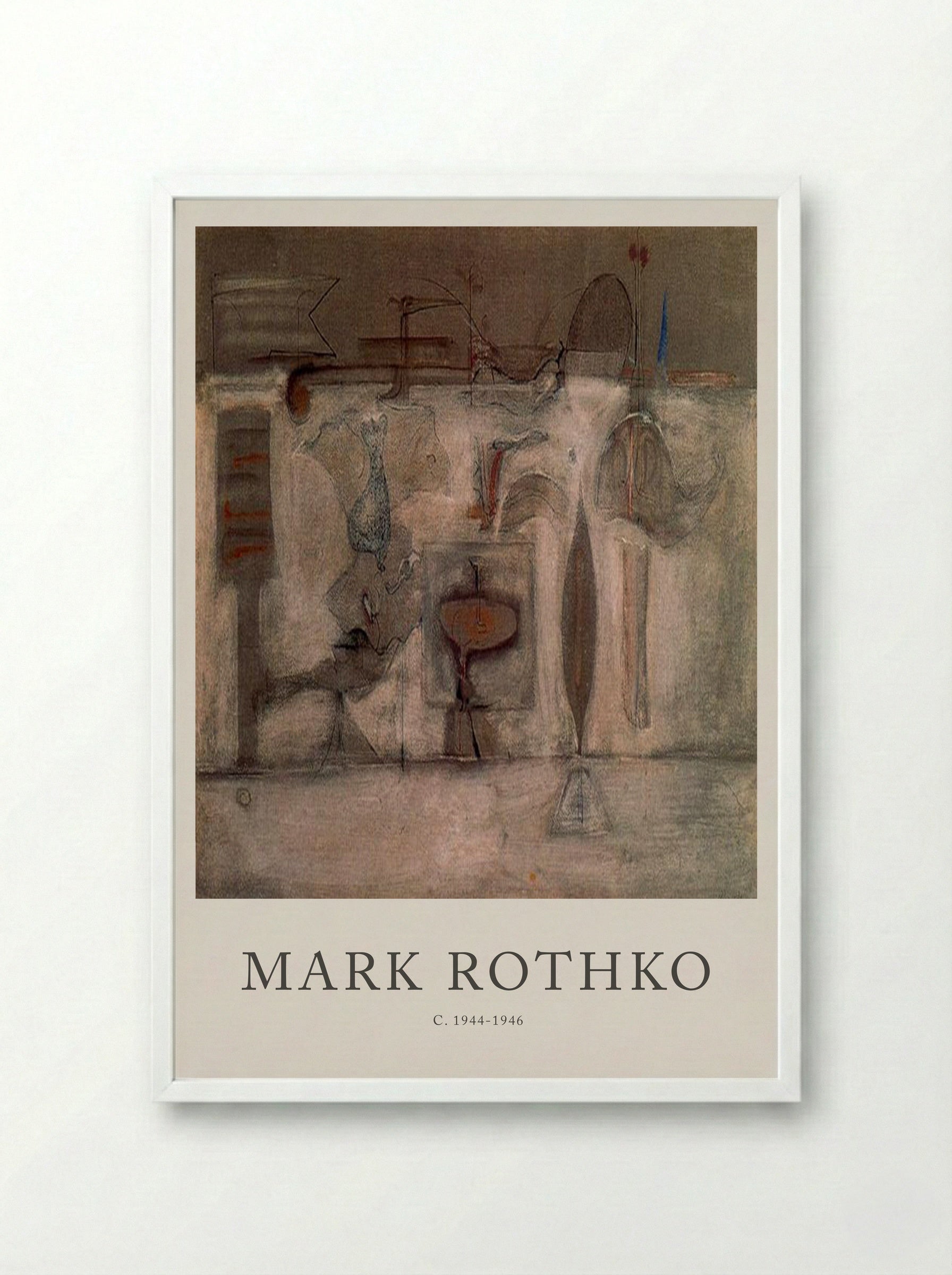 Untitled (Surrealist Composition) - Mark Rothko - Framed Print White