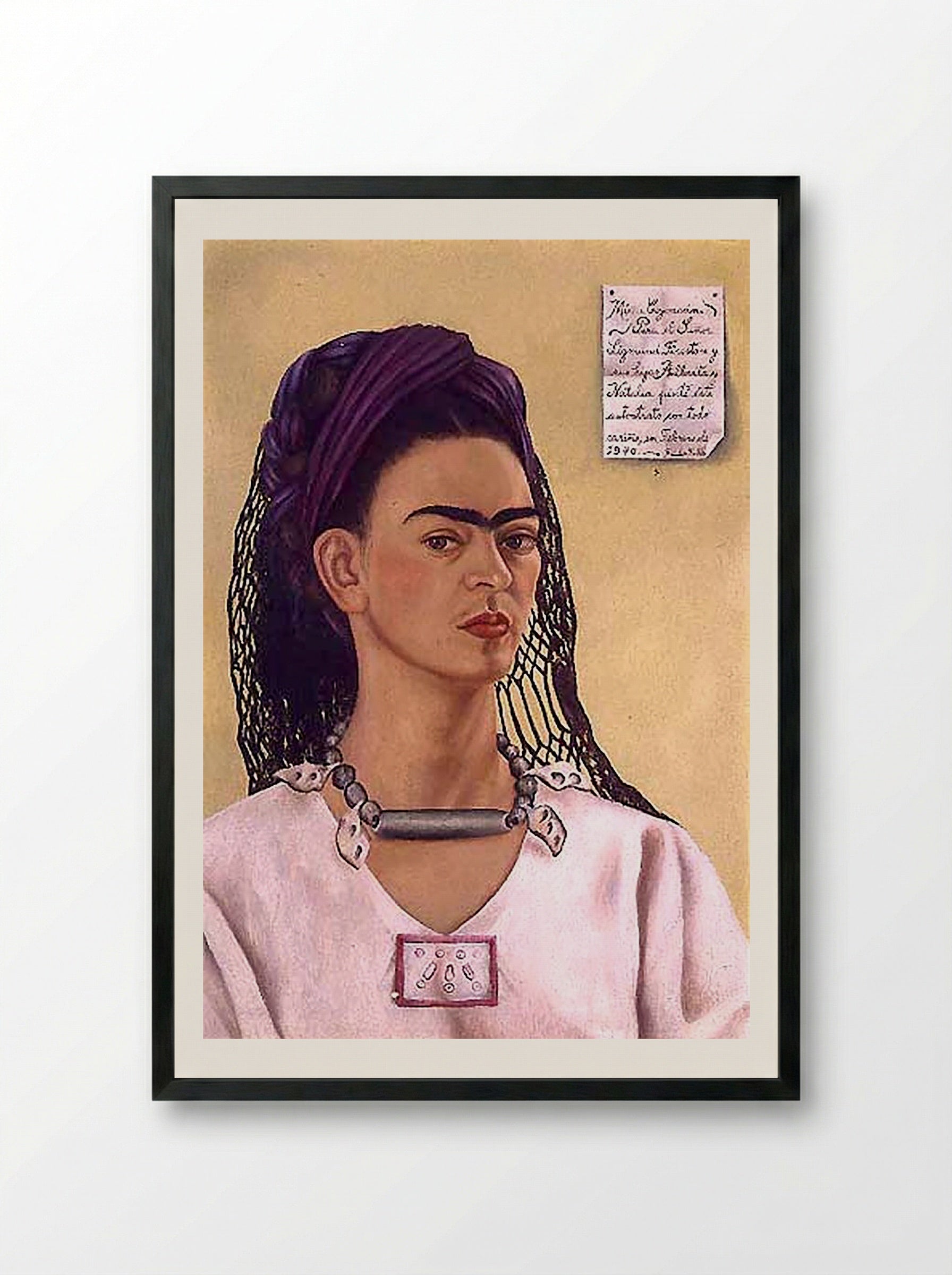 Self-Portrait Dedicated to Sigmund Firestone - Frida Kahlo - Framed Print Black