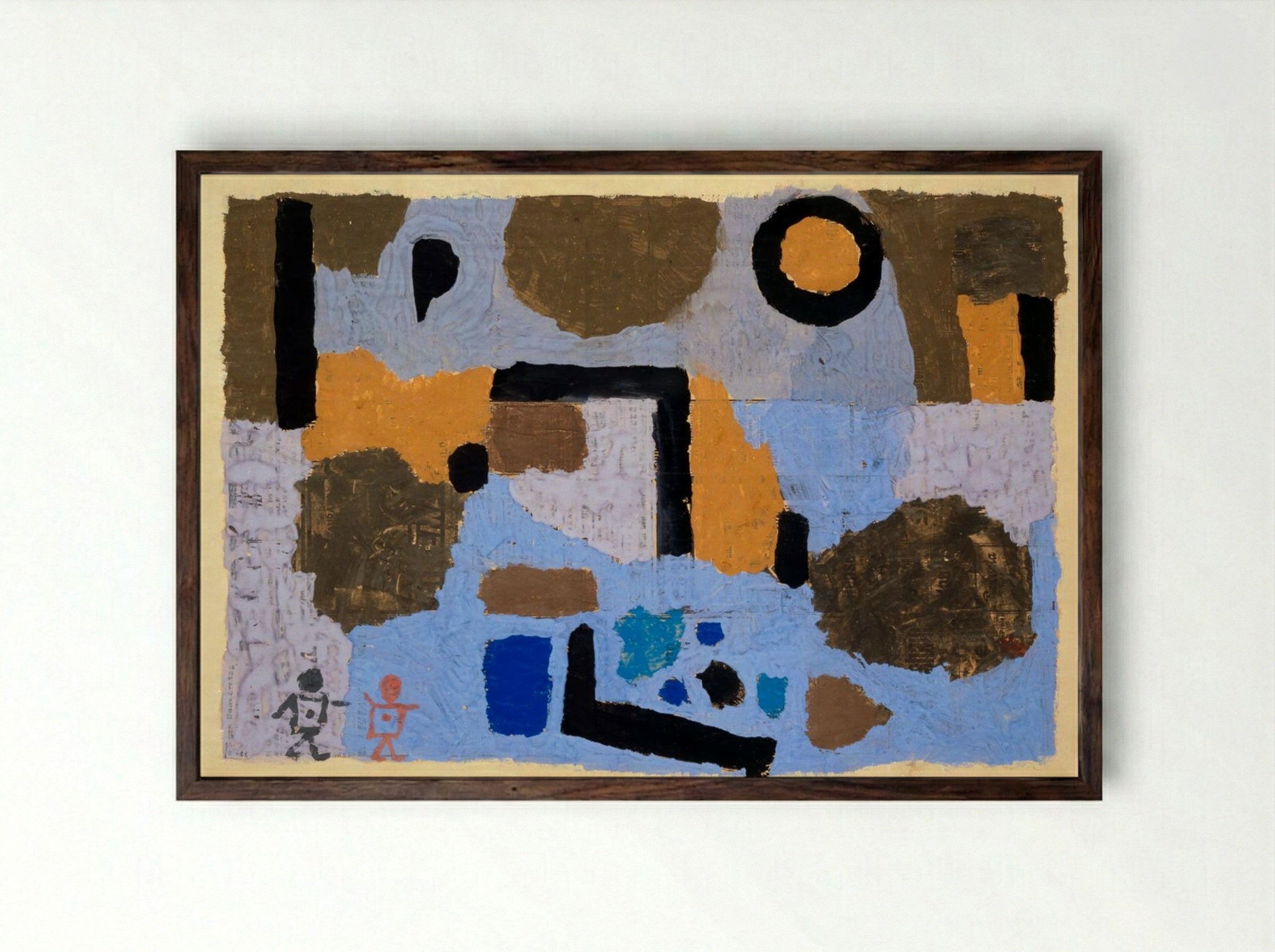 With the Two Lost Ones - Paul Klee - Framed Print Dark Wood