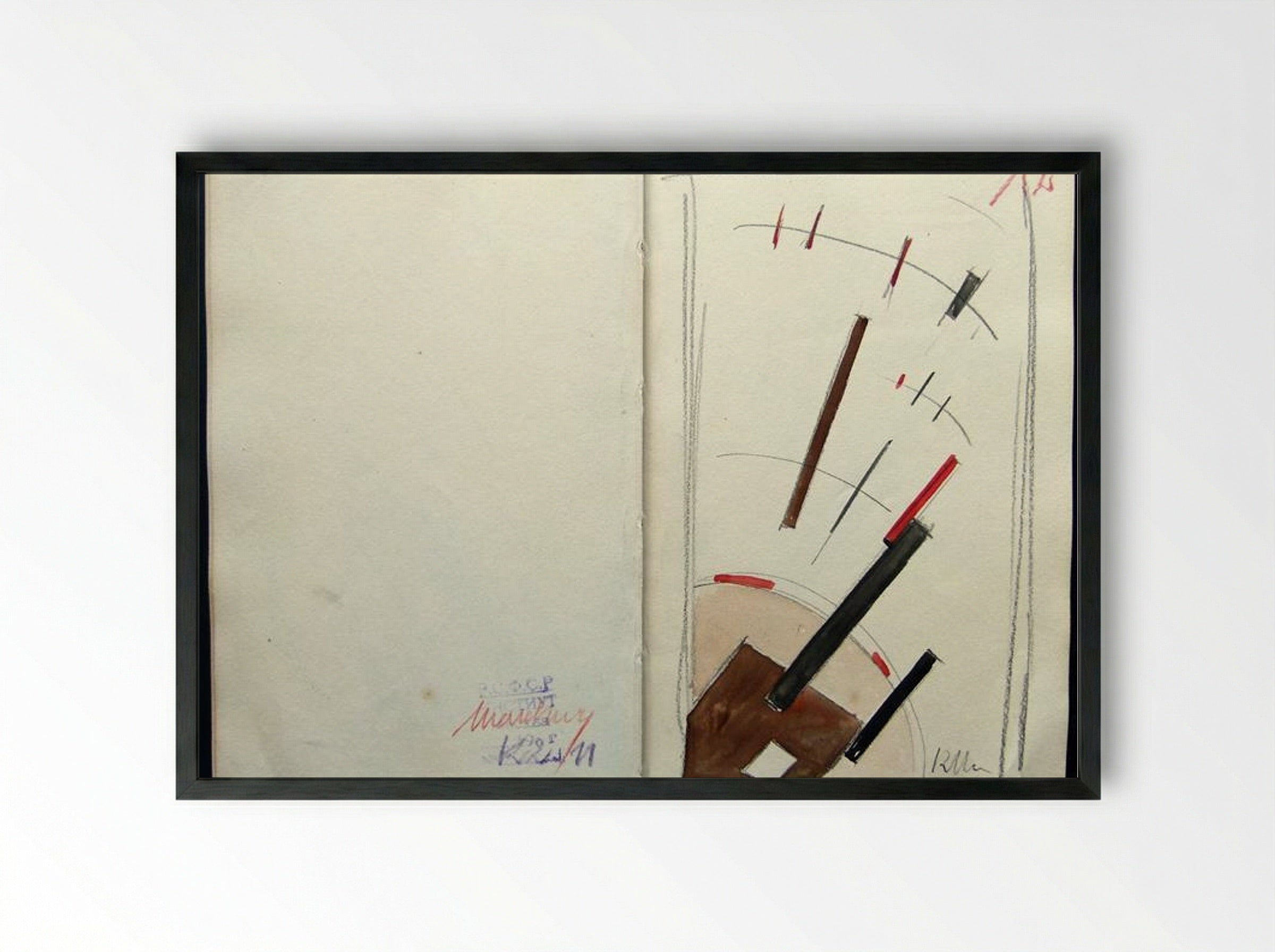 Suprematist Composition (Sketchbook Page) - Ivan Kliun - Framed Print Black