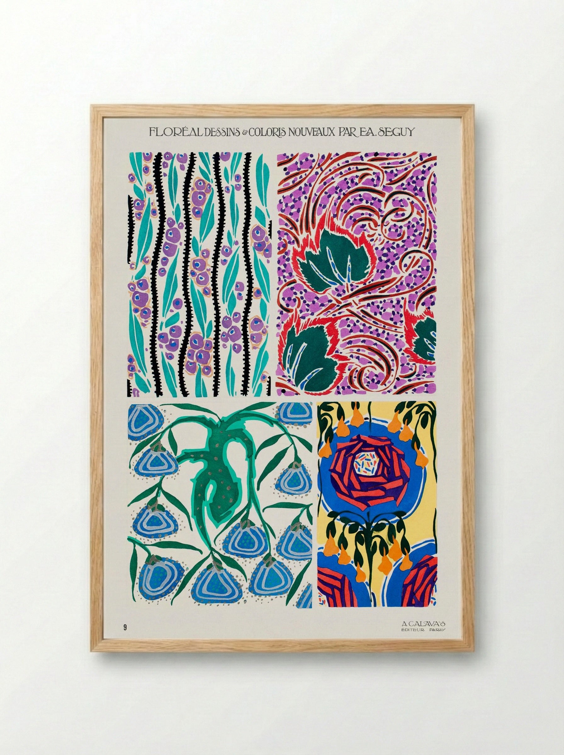 Floréal: Dessins et Coloris Nouveaux - Émile-Allain Séguy - Framed Print Wood