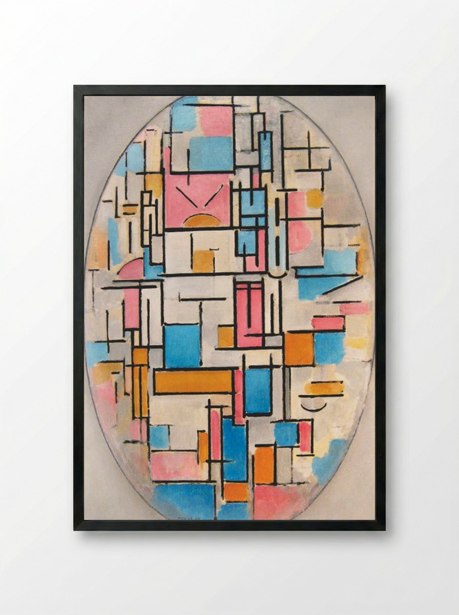 Composition in Oval with Colour Planes 1 - Piet Mondrian - Framed Print Black
