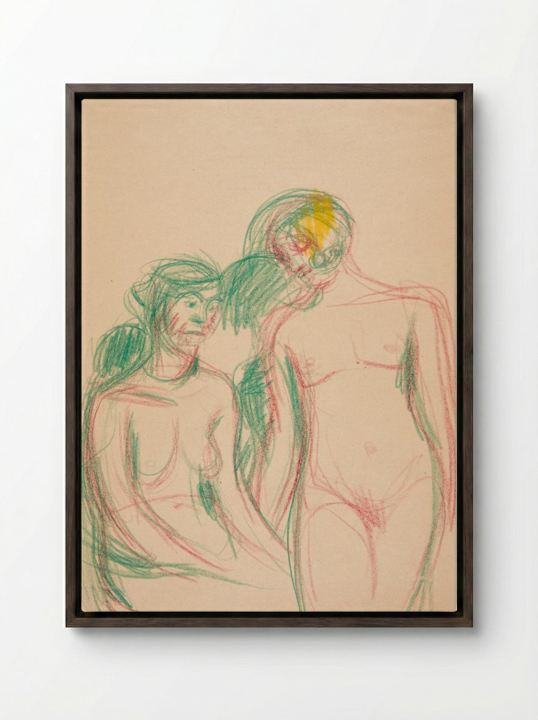 A Seated and a Standing Female Model - Harald Giersing - Framed Canvas Dark Wood