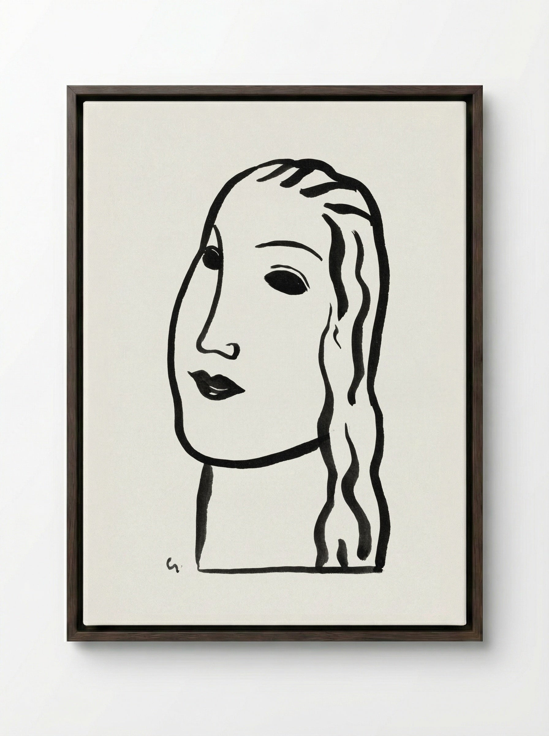 Woman's Head - Leo Gestel - Framed Canvas Dark Wood