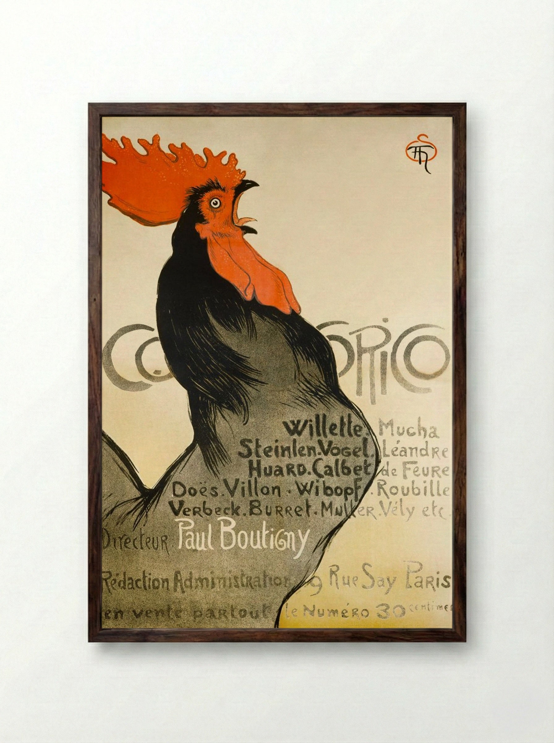 Cocorico - Théophile-Alexandre Steinlen - Framed Print Dark Wood