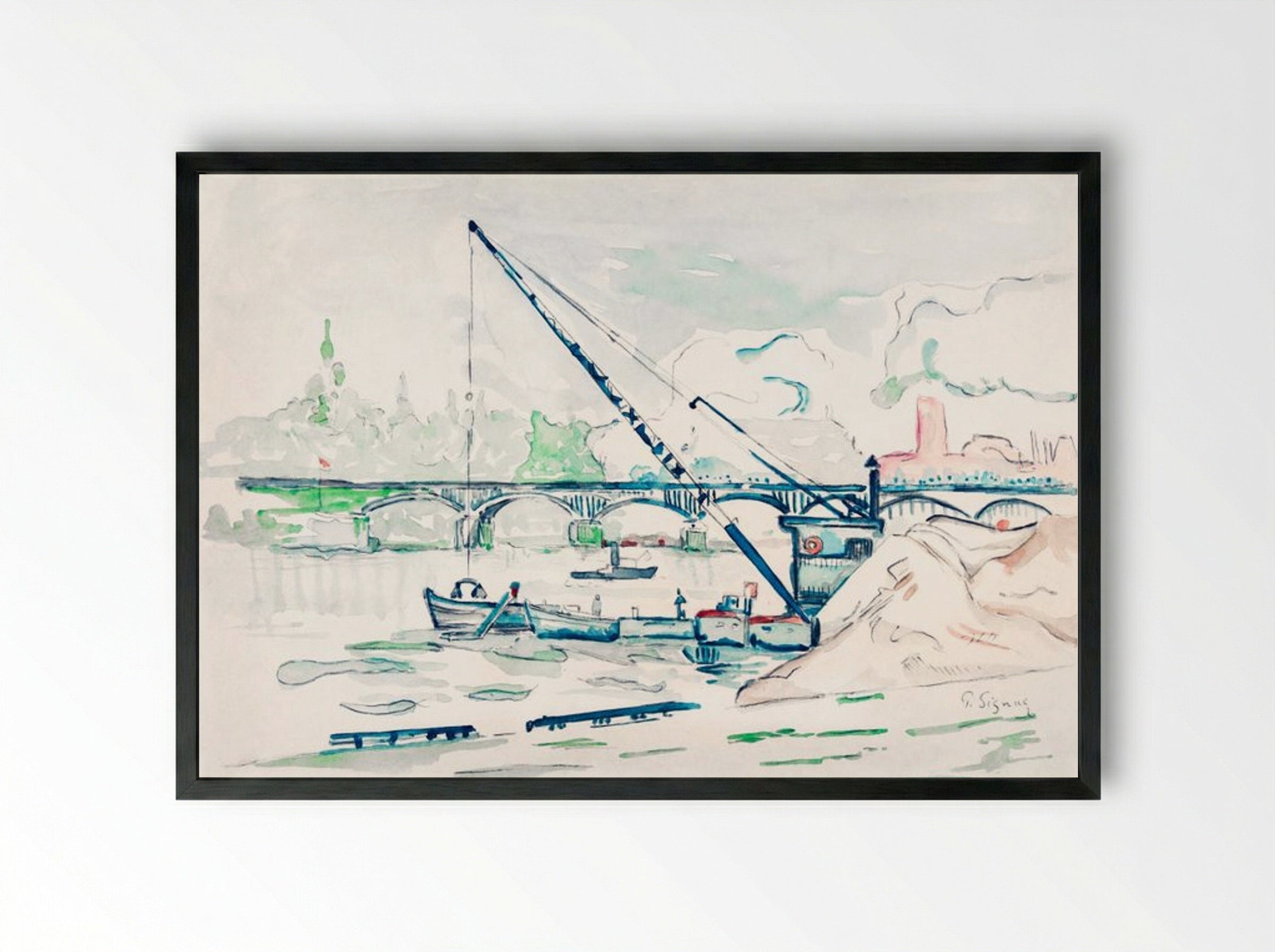 Le Pont des Arts - Paul Signac - Framed Print Black