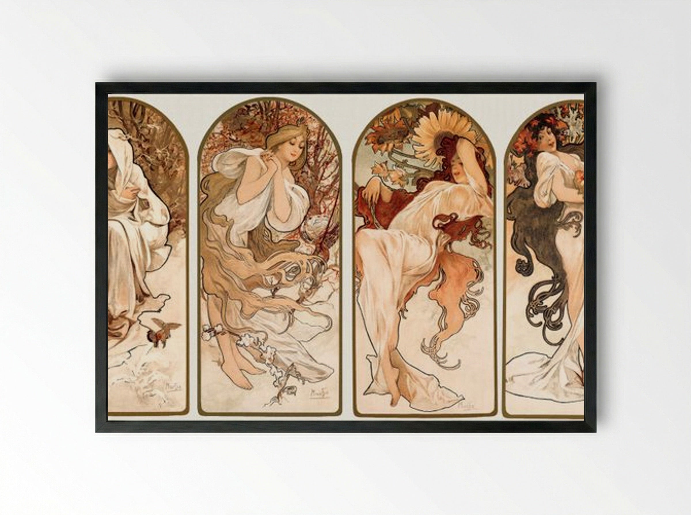 The Seasons - Alphonse Mucha - Framed Print Black