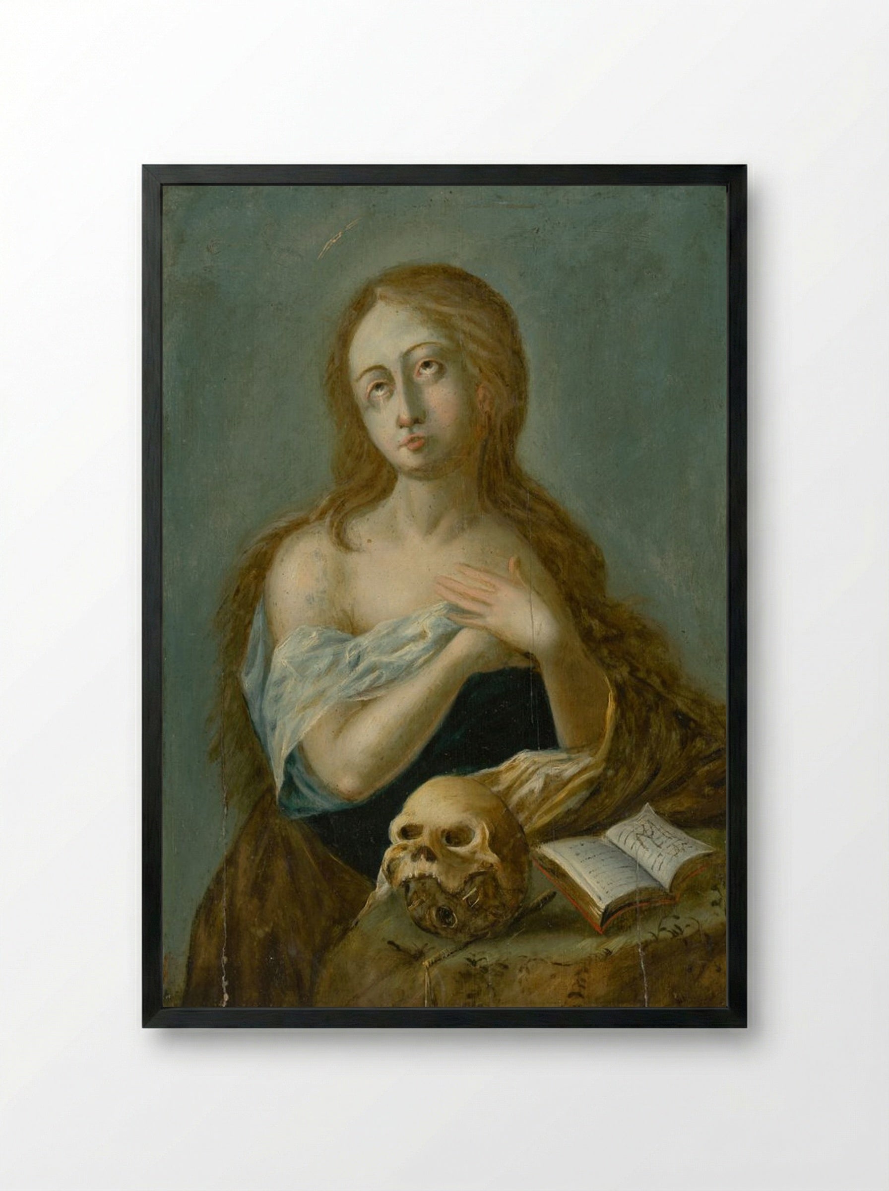 The Penitent Magdalene - Georges de La Tour - Framed Print Black