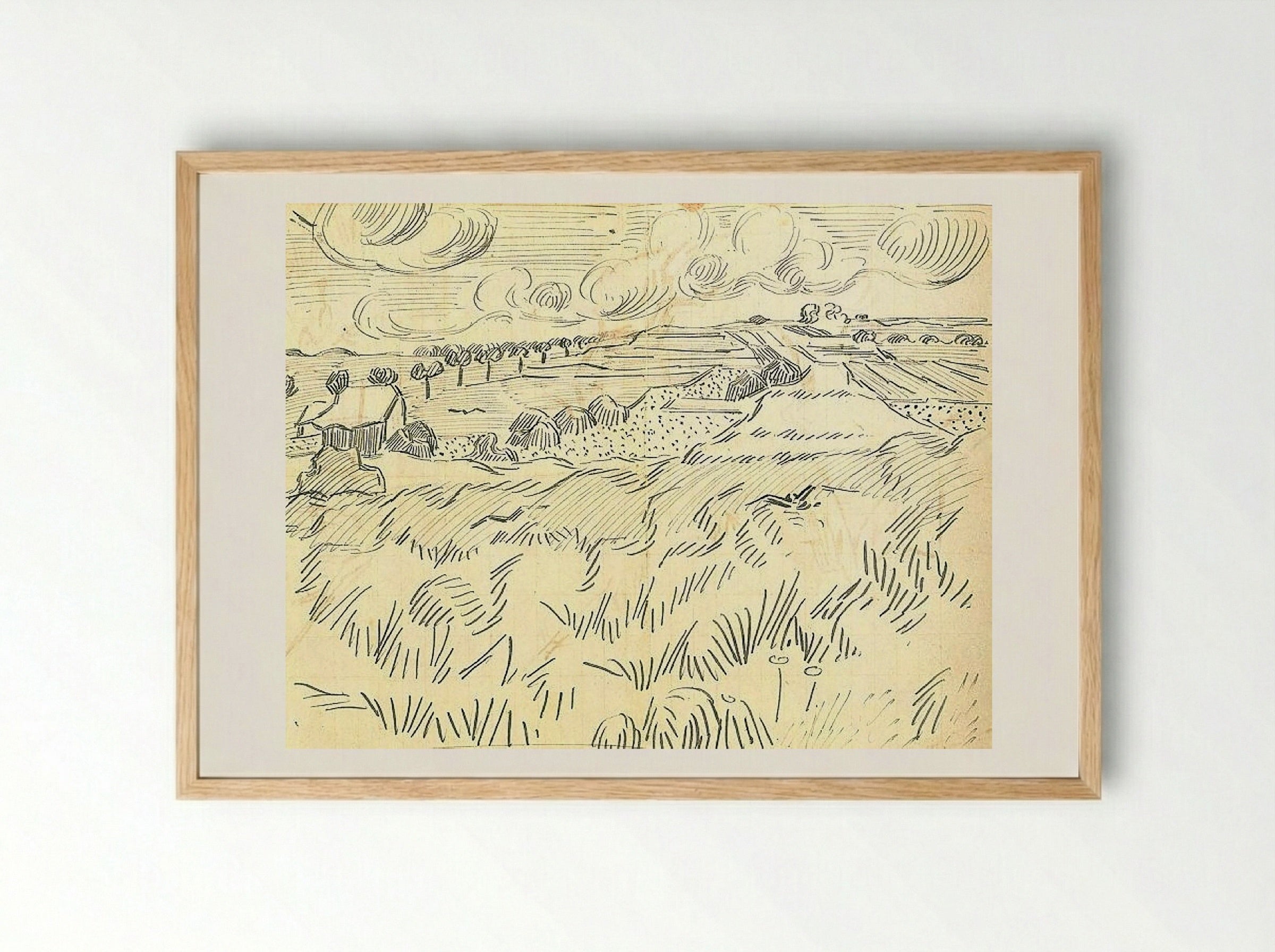 Wheatfield - Vincent van Gogh - Framed Print Wood