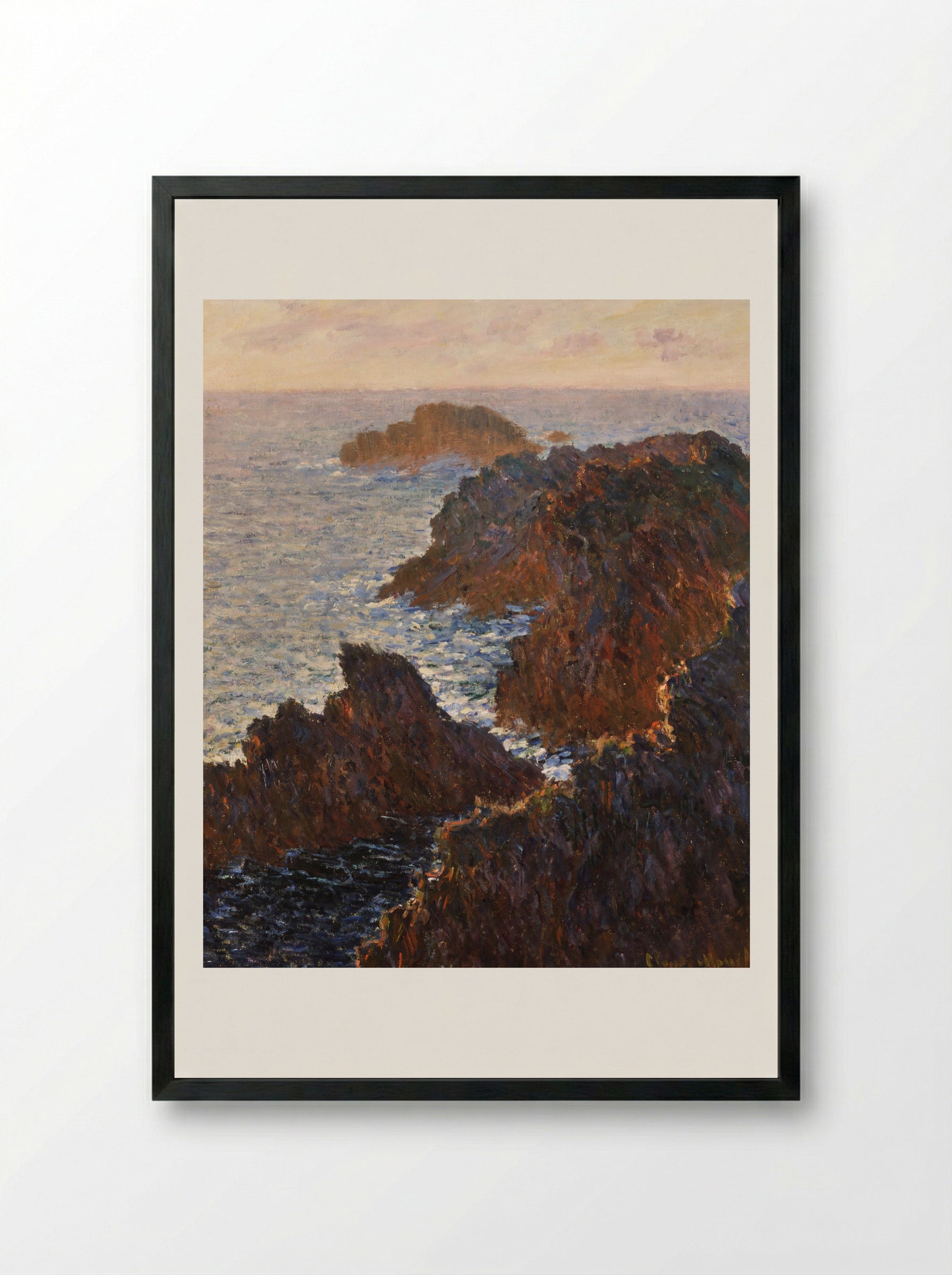 Rocks at Belle-Île, Port-Domois - Claude Monet - Framed Print Black