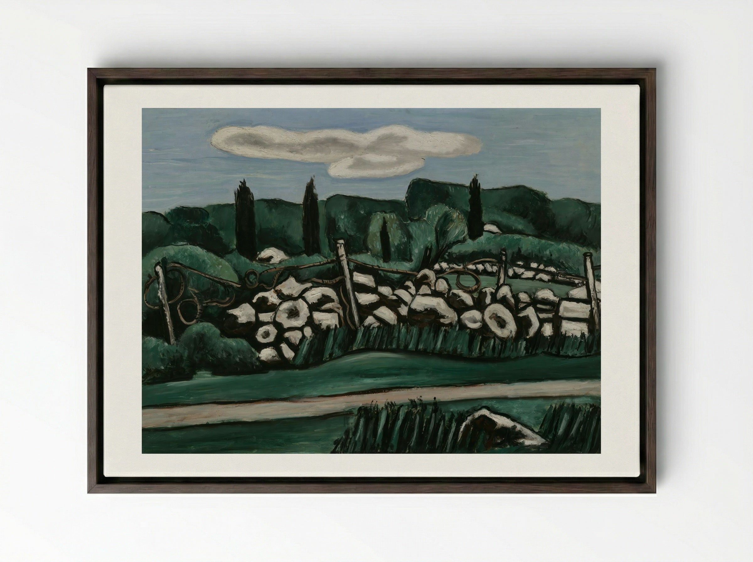 The Last Stone Walls, Dogtown - Marsden Hartley - Framed Canvas Dark Wood