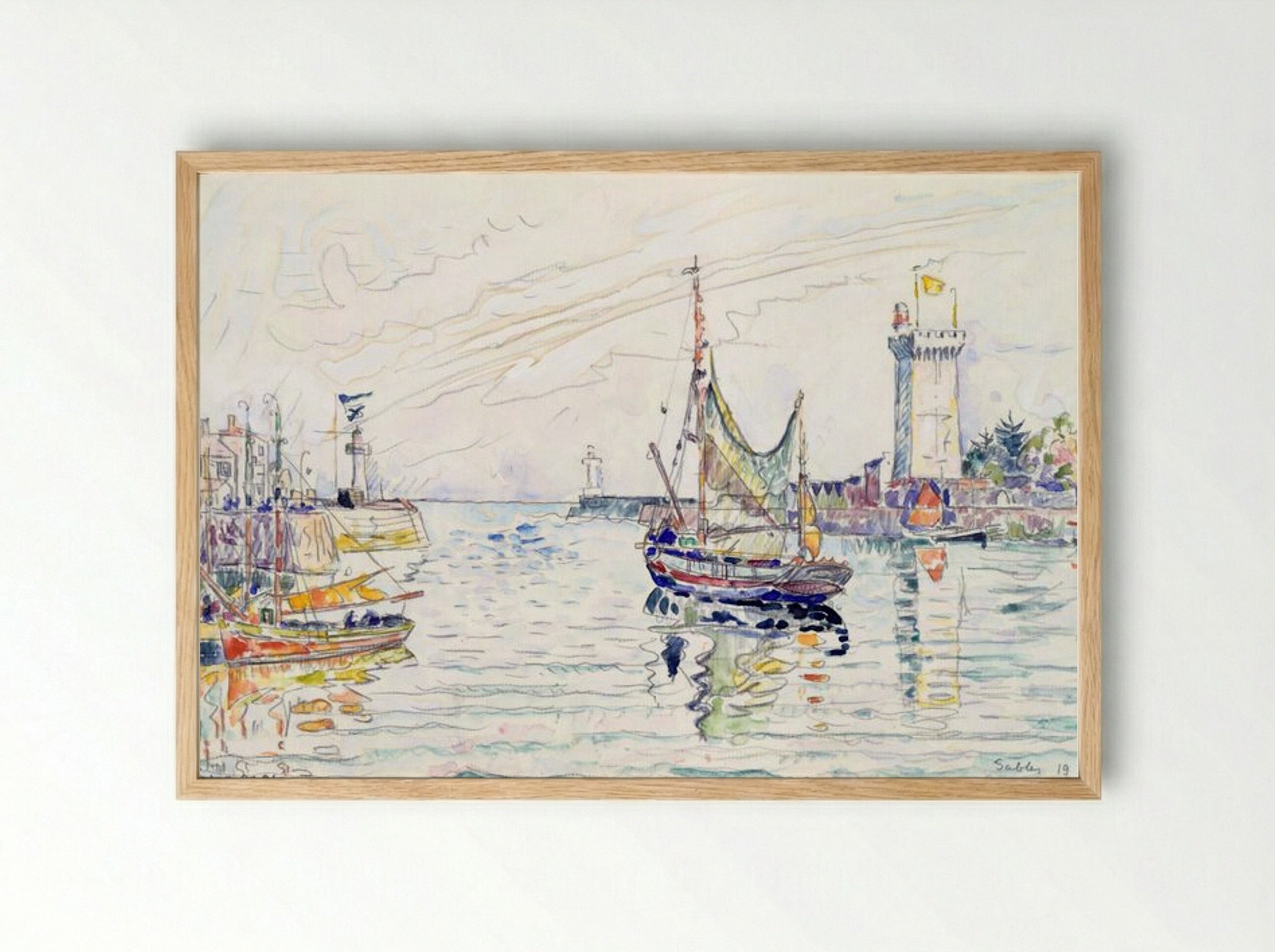 View of Les Sables d'Olonne - Paul Signac - Framed Print Wood