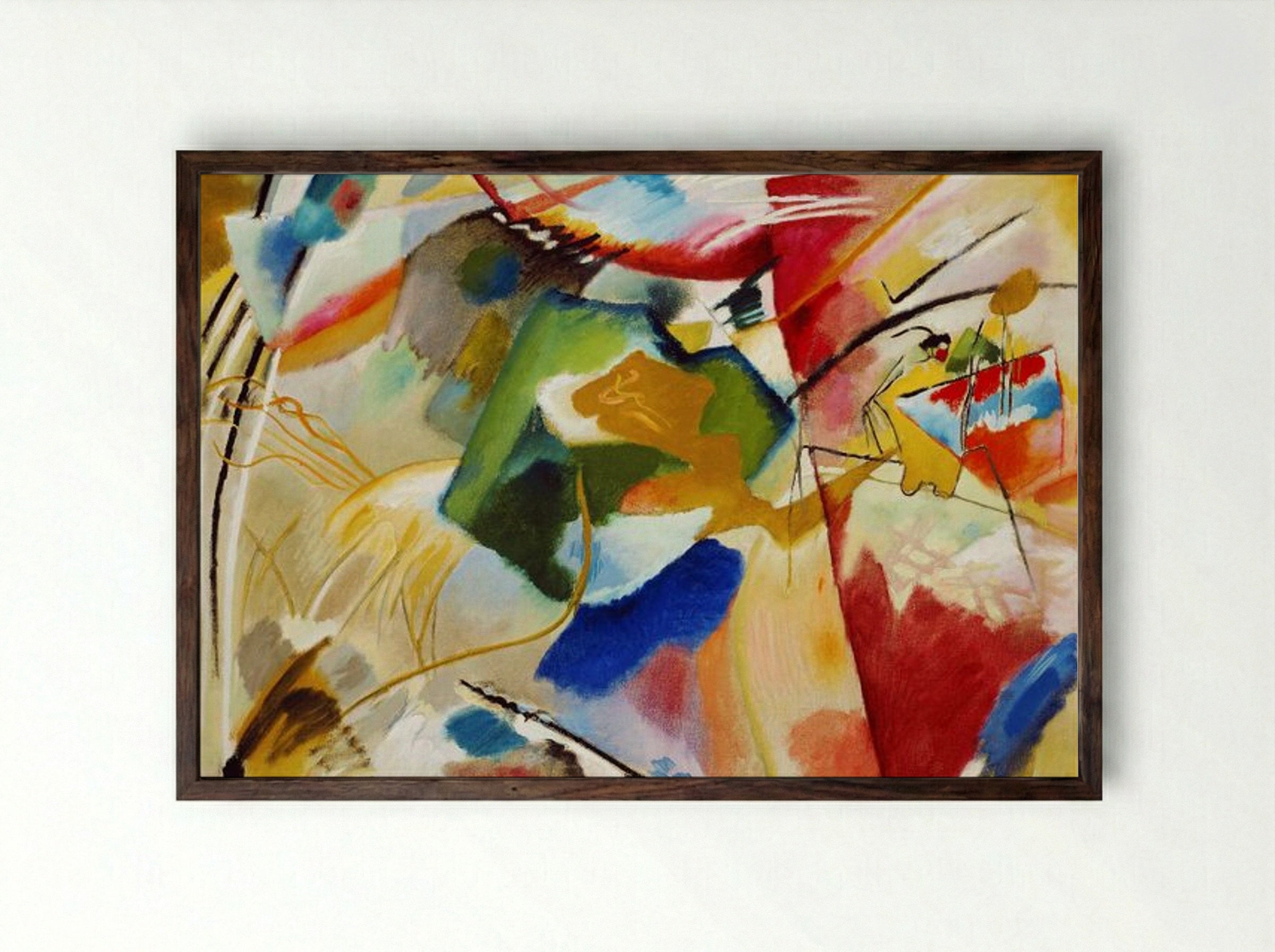 Painting with Green Centre - Wassily Kandinsky - Framed Print Dark Wood