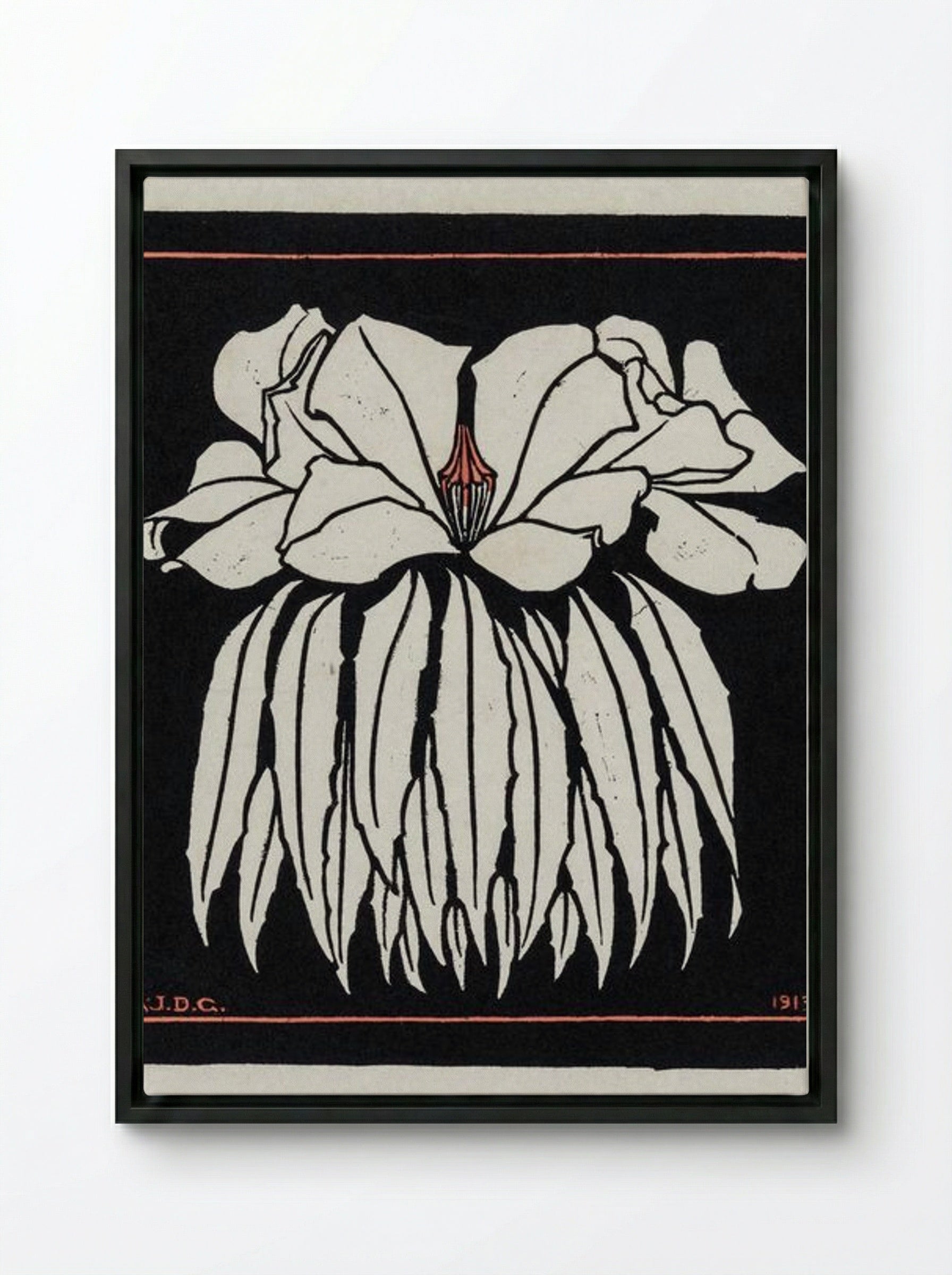 Godetia - Julie de Graag - Framed Canvas Black