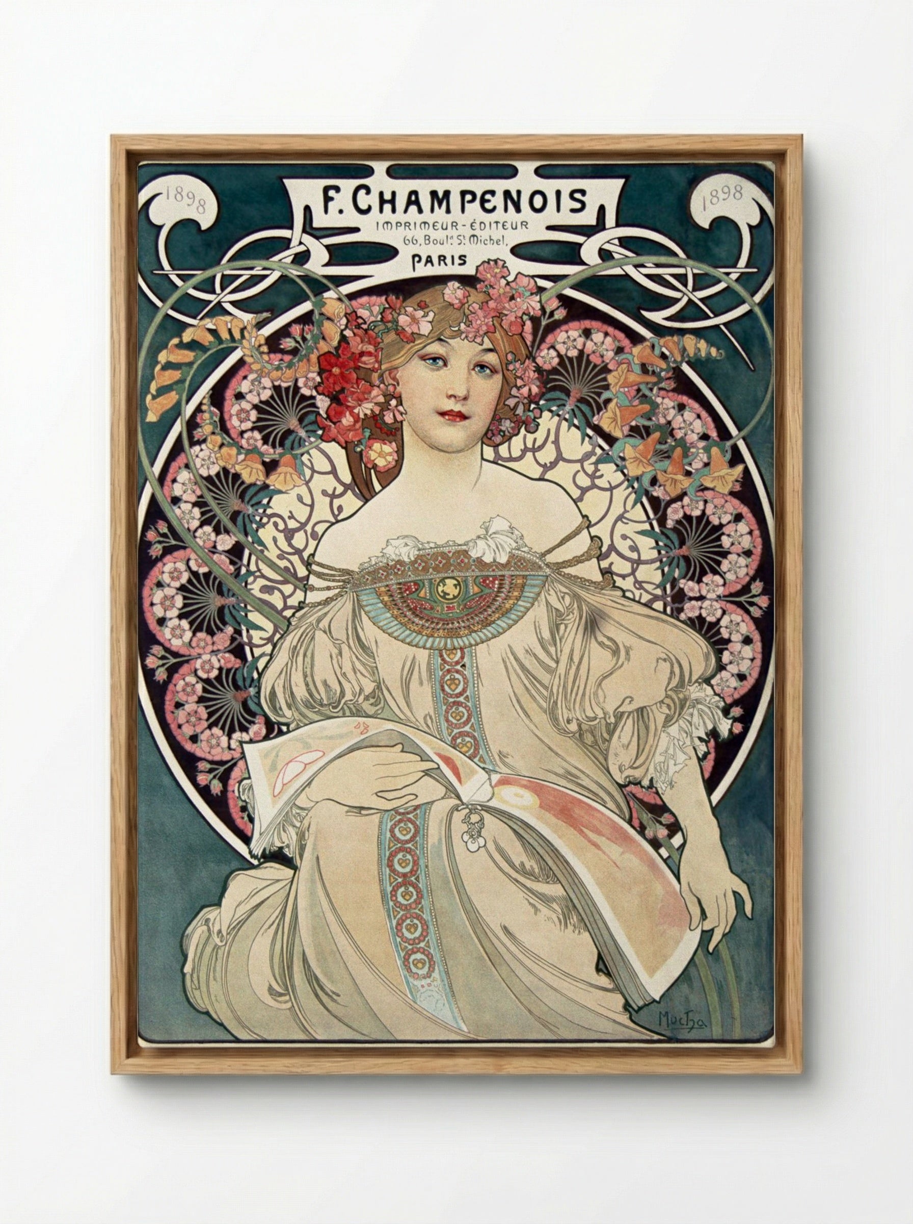 F. Champenois Imprimeur-Éditeur - Alphonse Mucha - Framed Canvas Wood