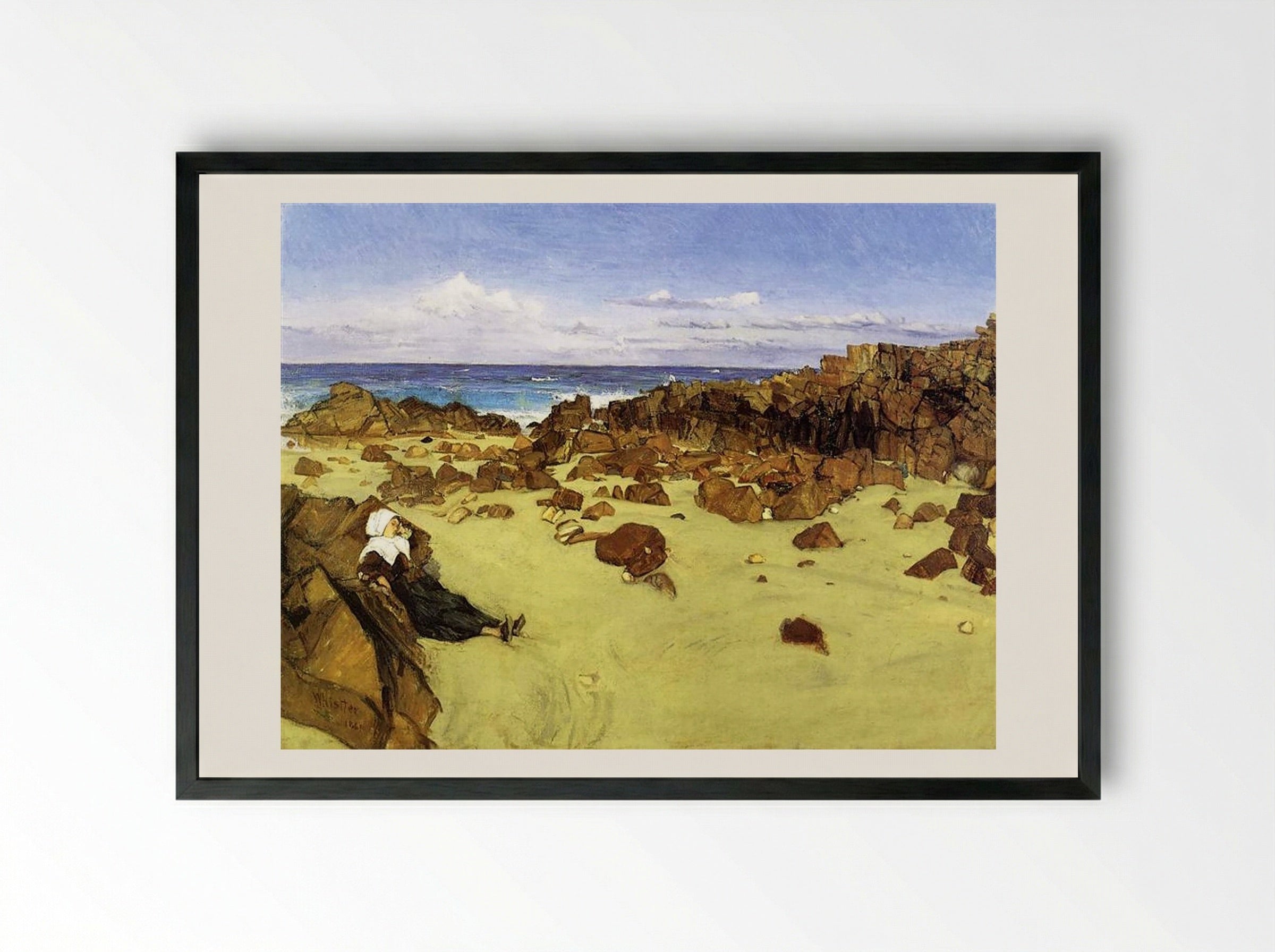 The Coast of Brittany (aka Alone with the Tide) - James McNeill Whistler - Framed Print Black
