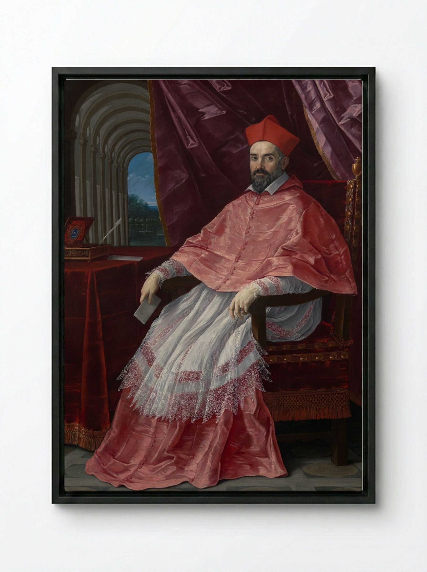 Cardinal Roberto Ubaldini - Guido Reni - Framed Canvas Black