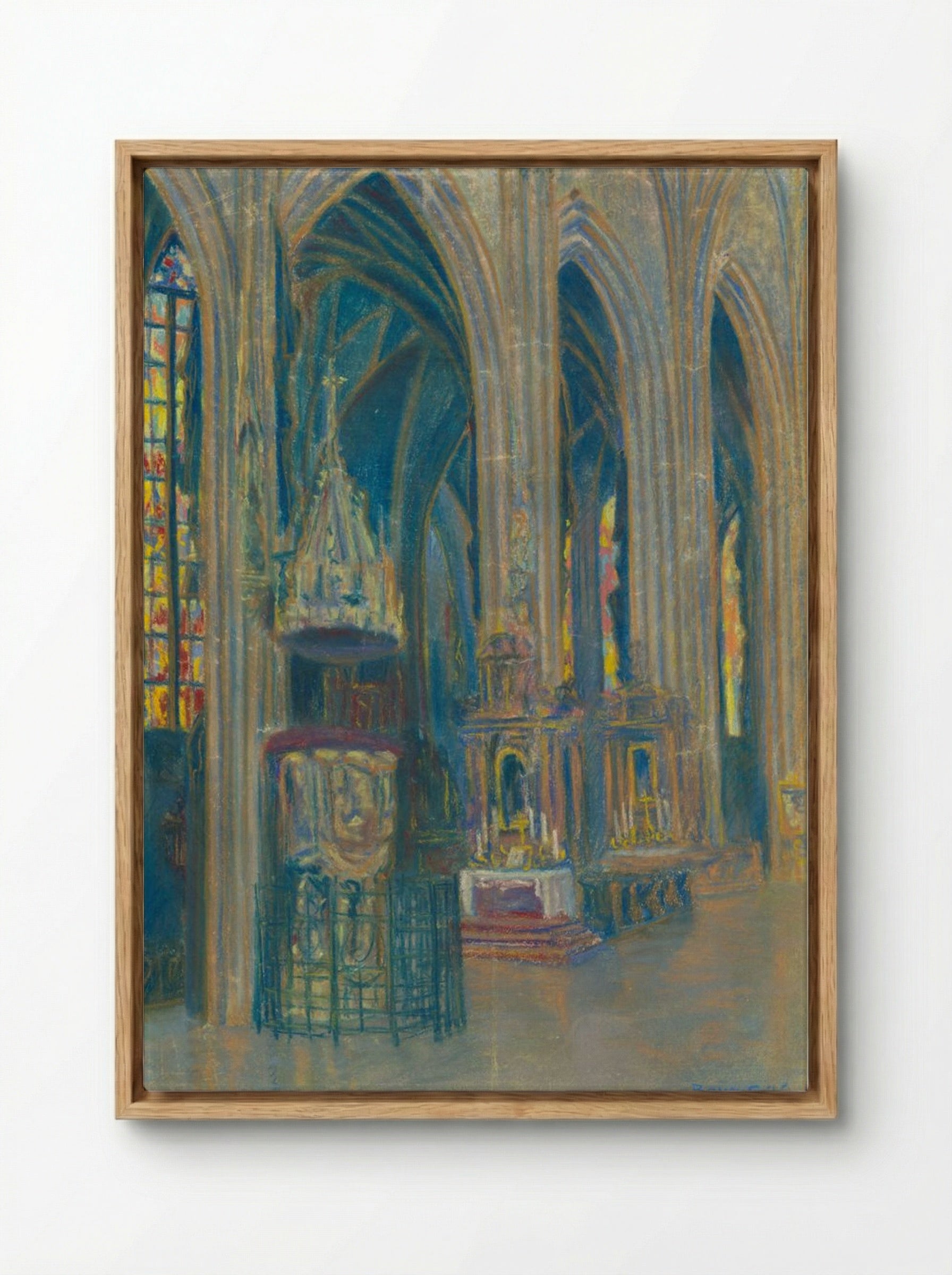 The Interior of the Košice Cathedral - Konstantin Bauer - Framed Canvas Wood