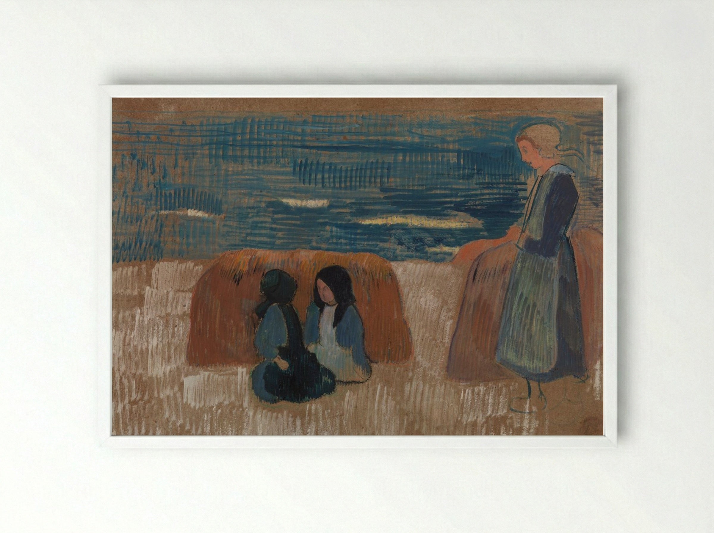 Breton Women by the Sea - Paul Sérusier - Framed Print White