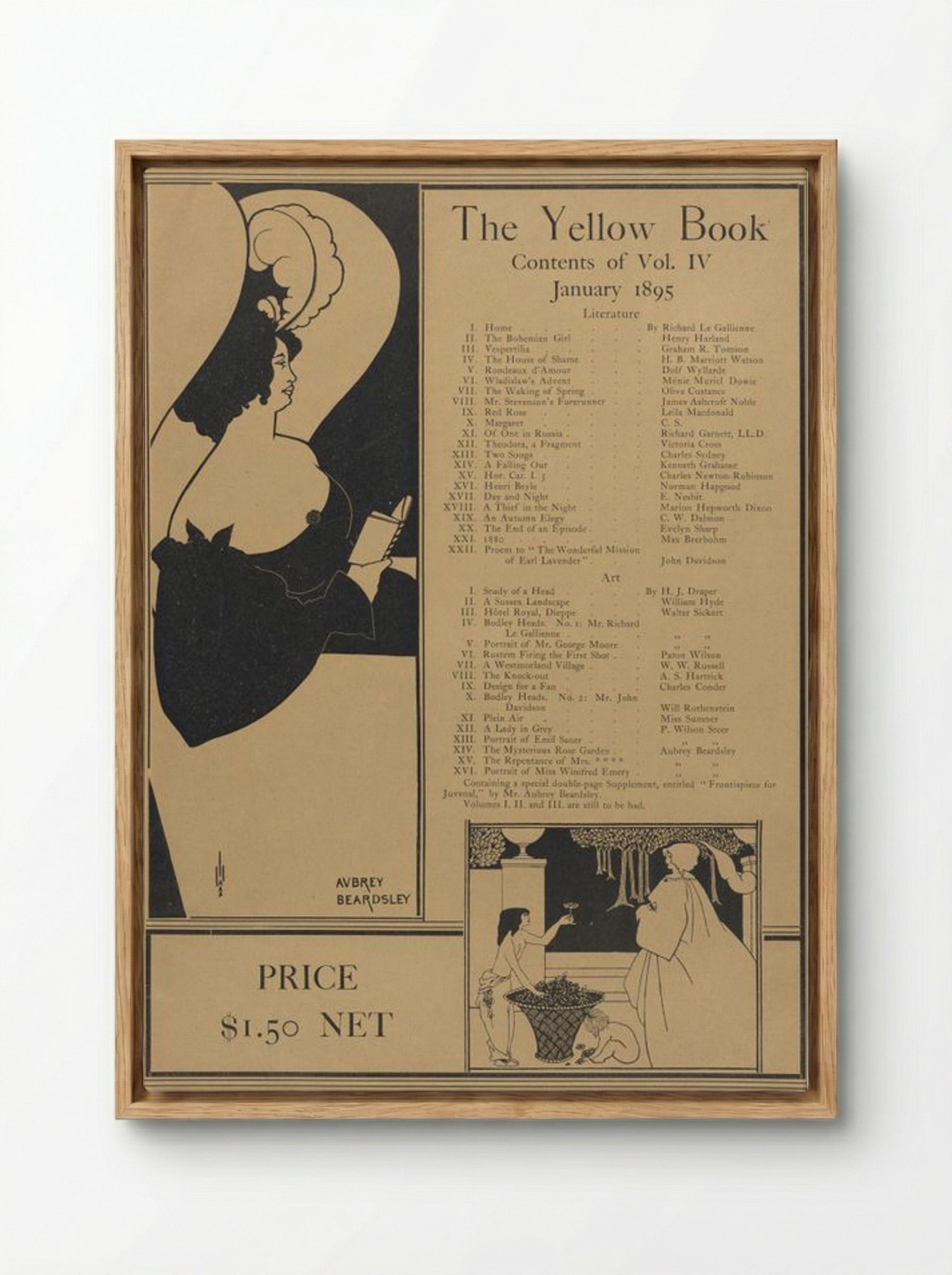 Poster for The Yellow Book, Volume IV - Aubrey Beardsley - Framed Canvas Wood