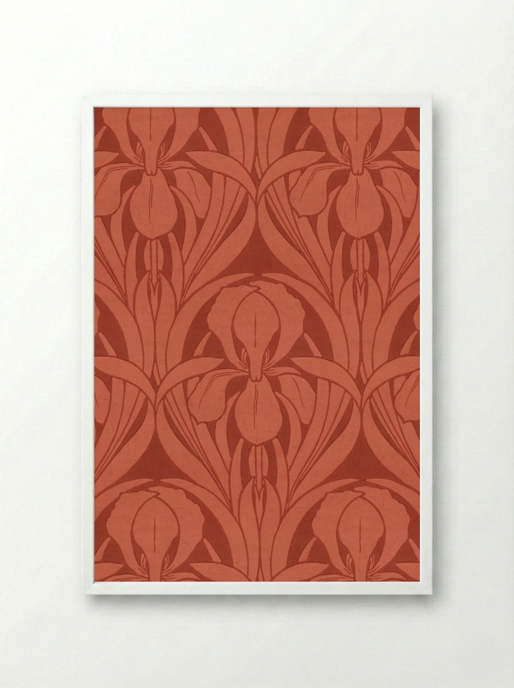 The Templemore (Floral Textile Design) - Fine Art Print - Framed Print White