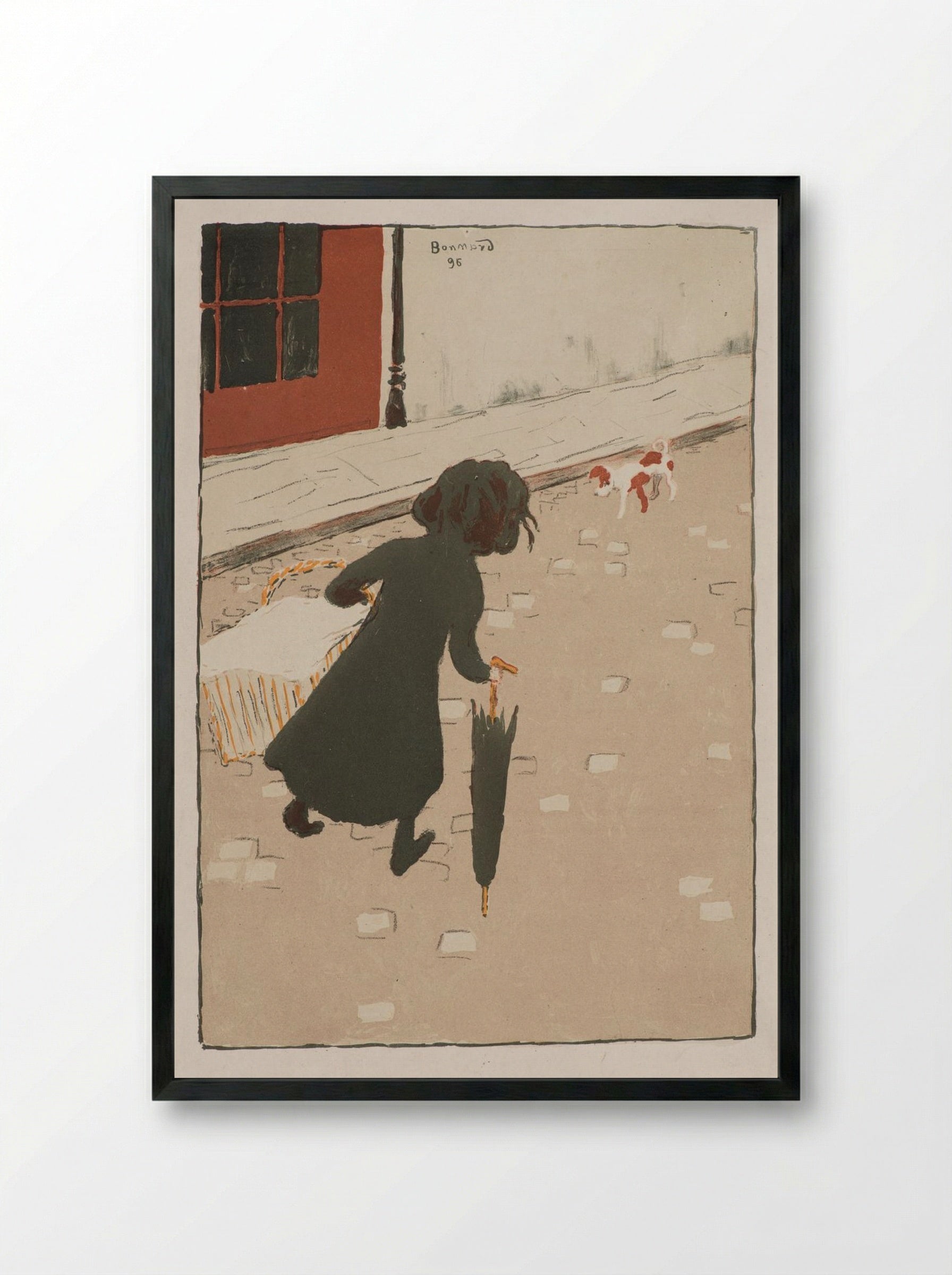 The Little Laundress (La Petite Blanchisseuse) - Pierre Bonnard - Framed Print Black