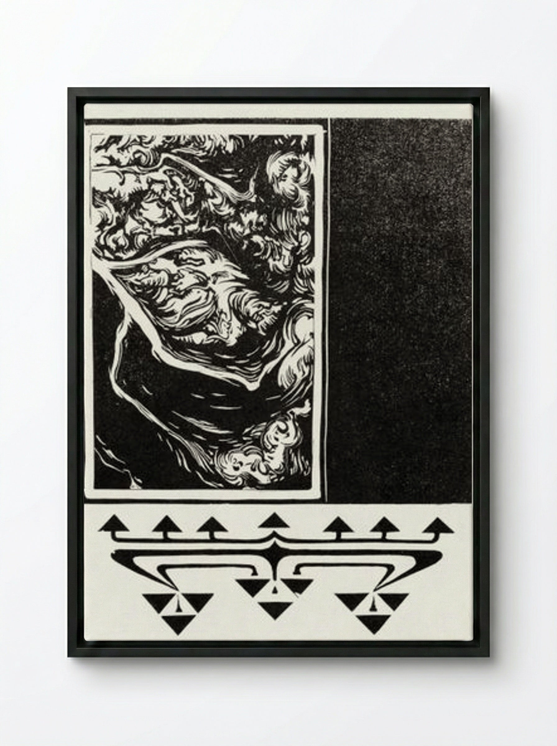 Woodcut Ornaments - Julie de Graag - Framed Canvas Black