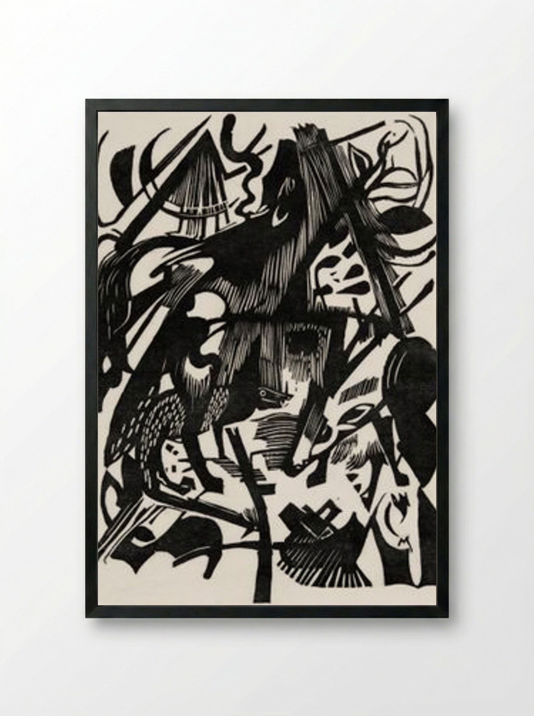 Birth of the Wolves - Franz Marc - Framed Print Black