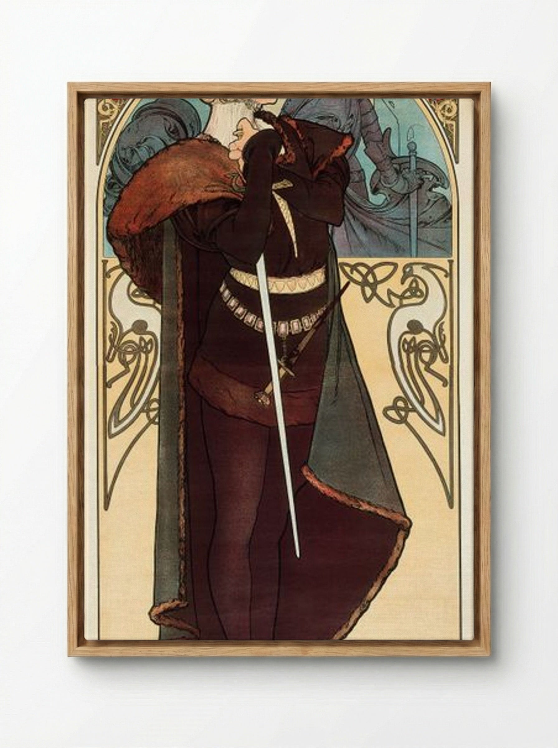 Hamlet, Sarah Bernhardt - Alphonse Mucha - Framed Canvas Wood