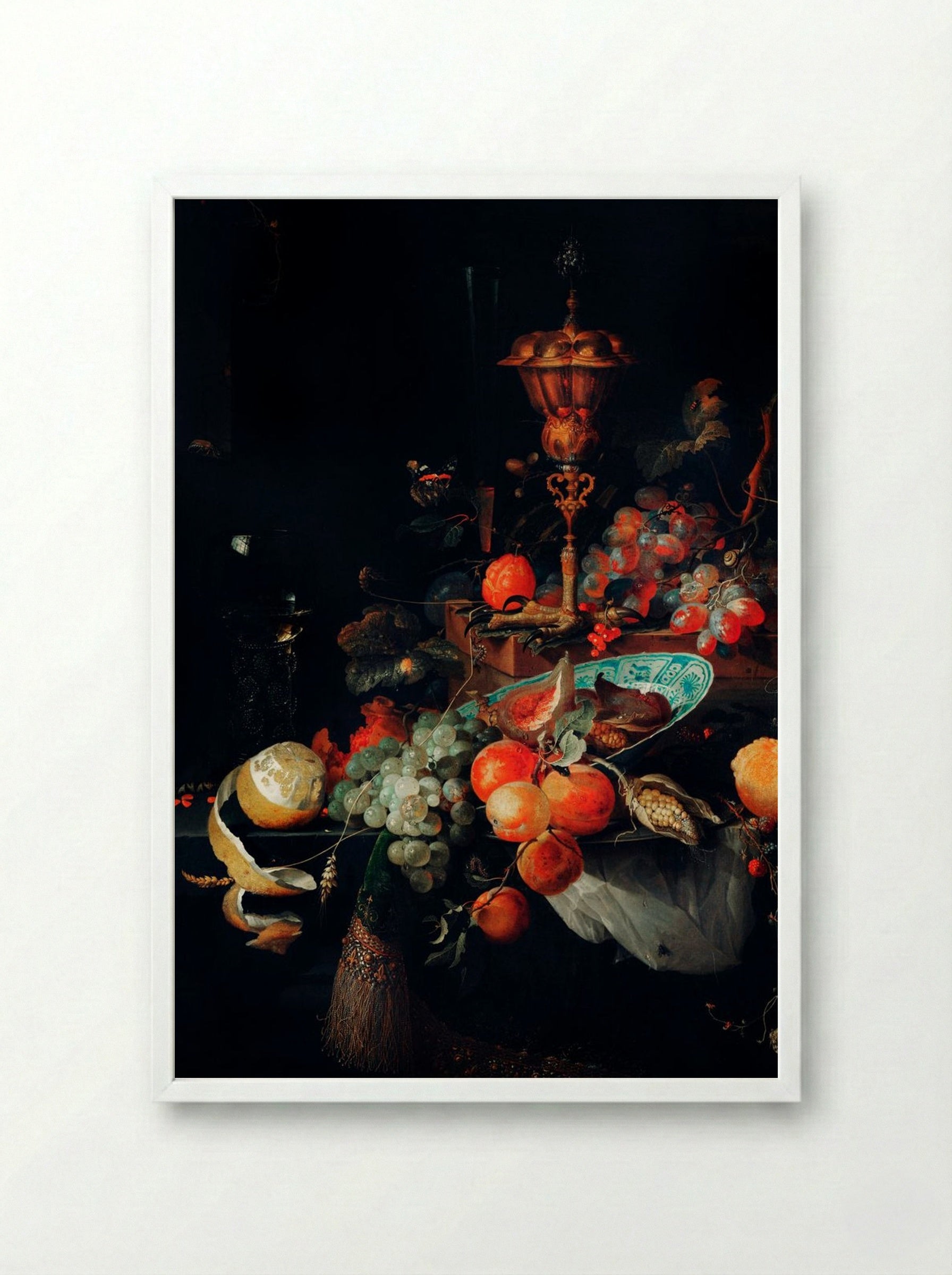 Fruits - Abraham Mignon - Framed Print White