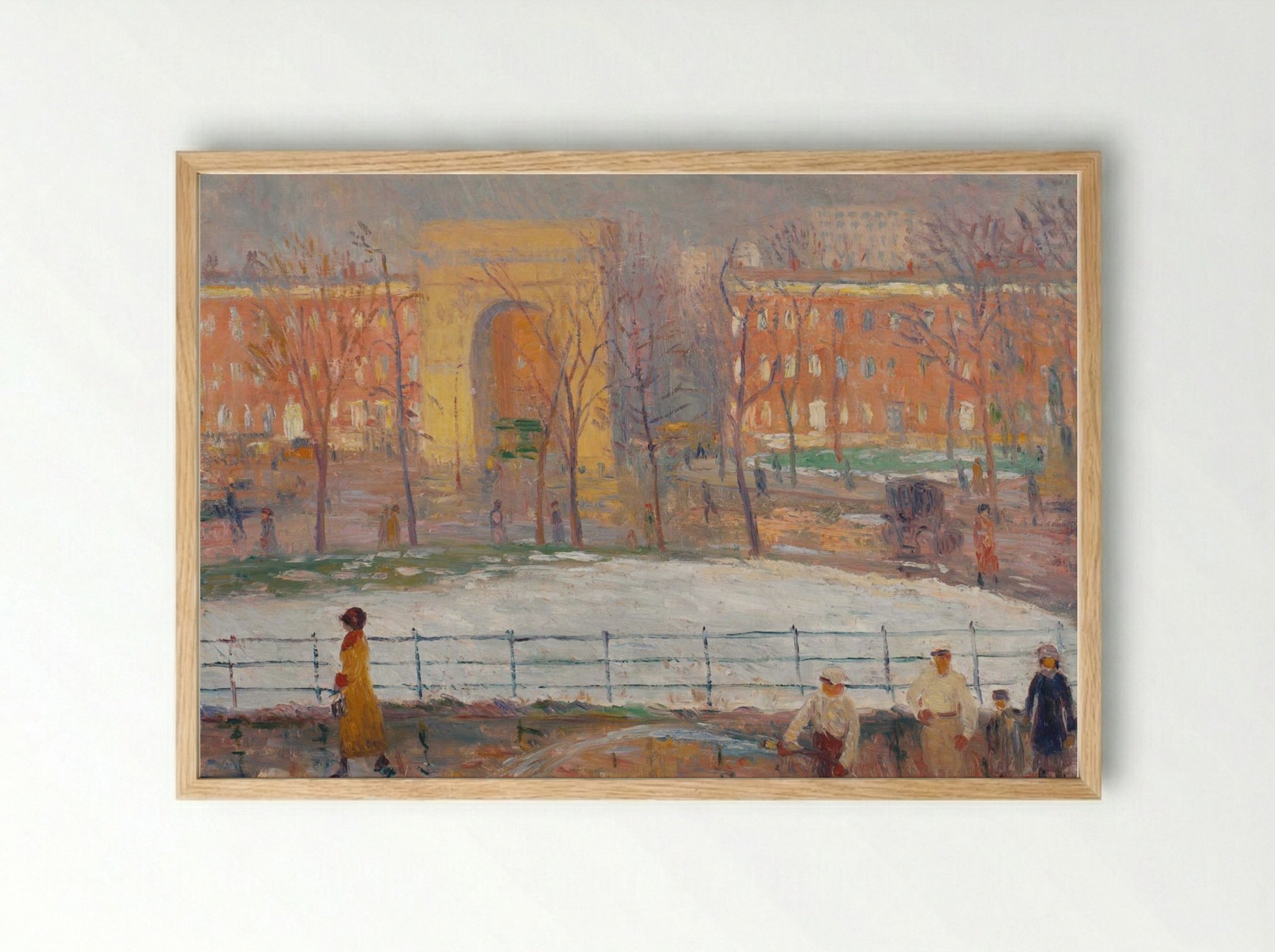 Street Cleaners, Washington Square - William James Glackens - Framed Print Wood