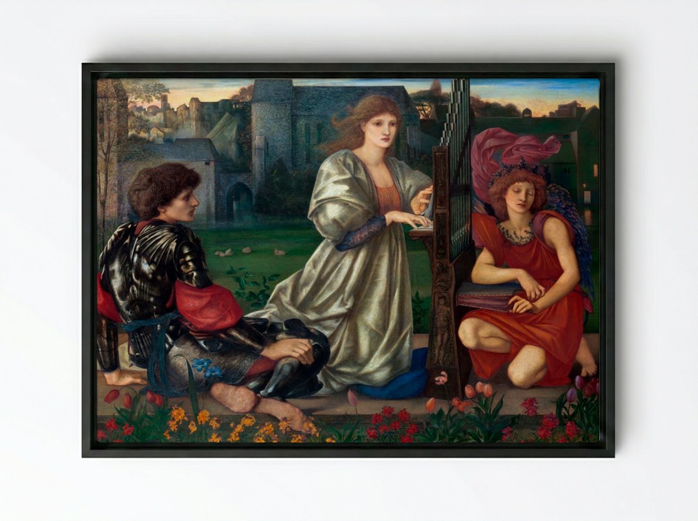 The Love Song - Edward Burne-Jones - Framed Canvas Black