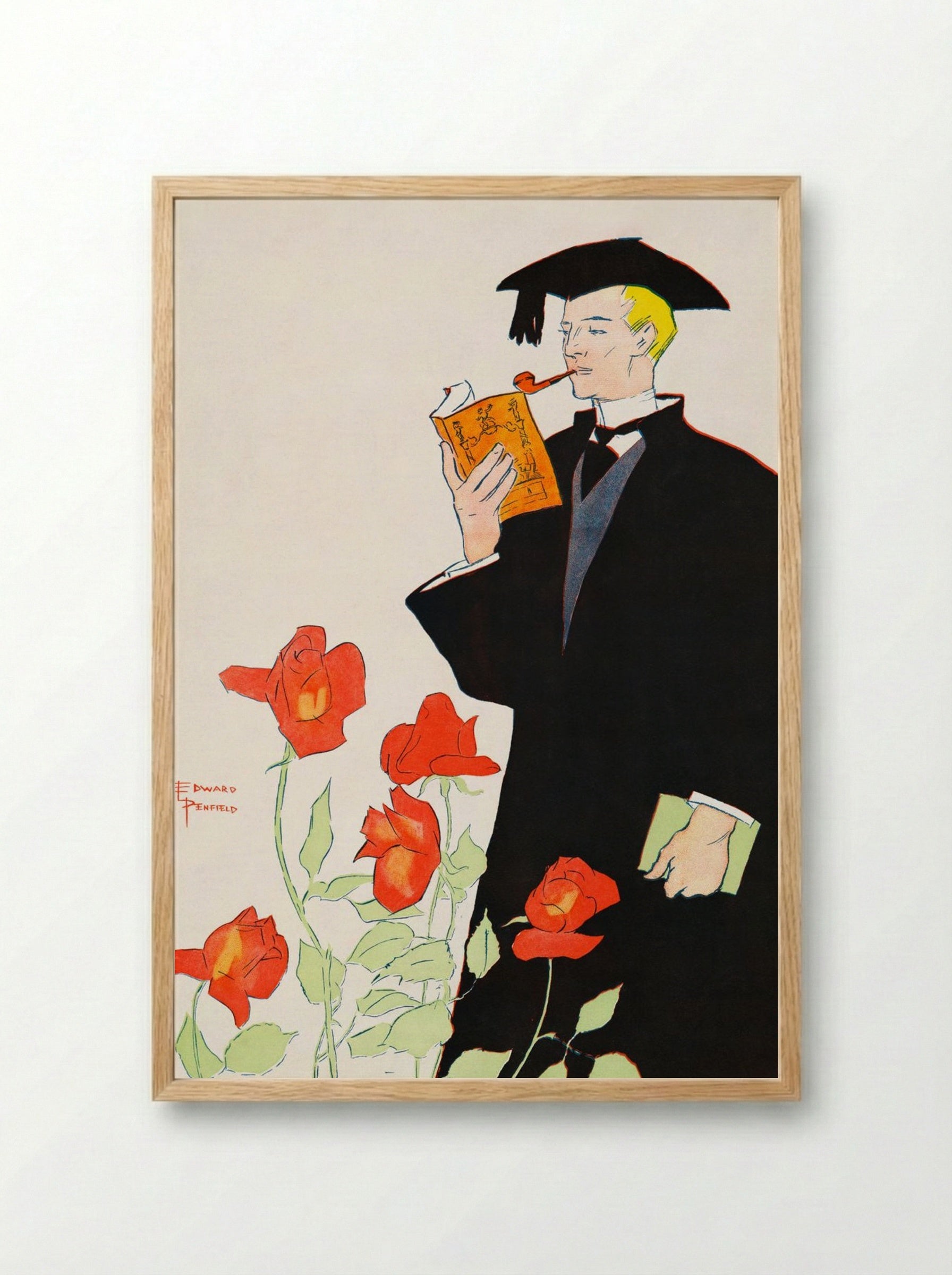 Man in Academic Dress - Edward Penfield - Framed Print Wood