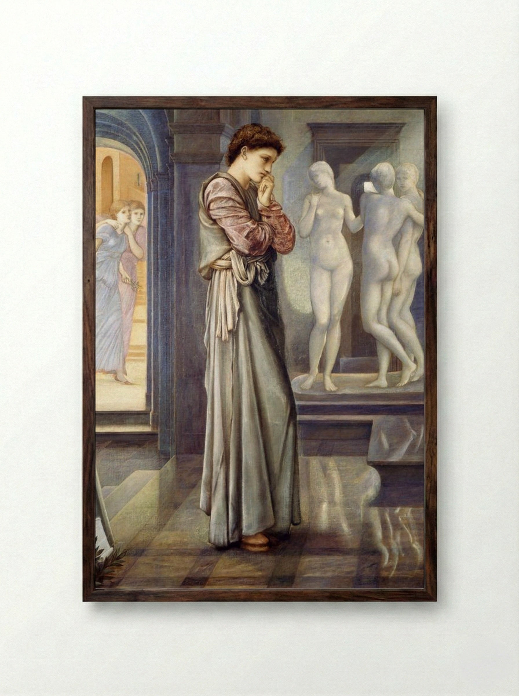 Pygmalion and the Image: The Heart Desires - Edward Burne-Jones - Framed Print Dark Wood