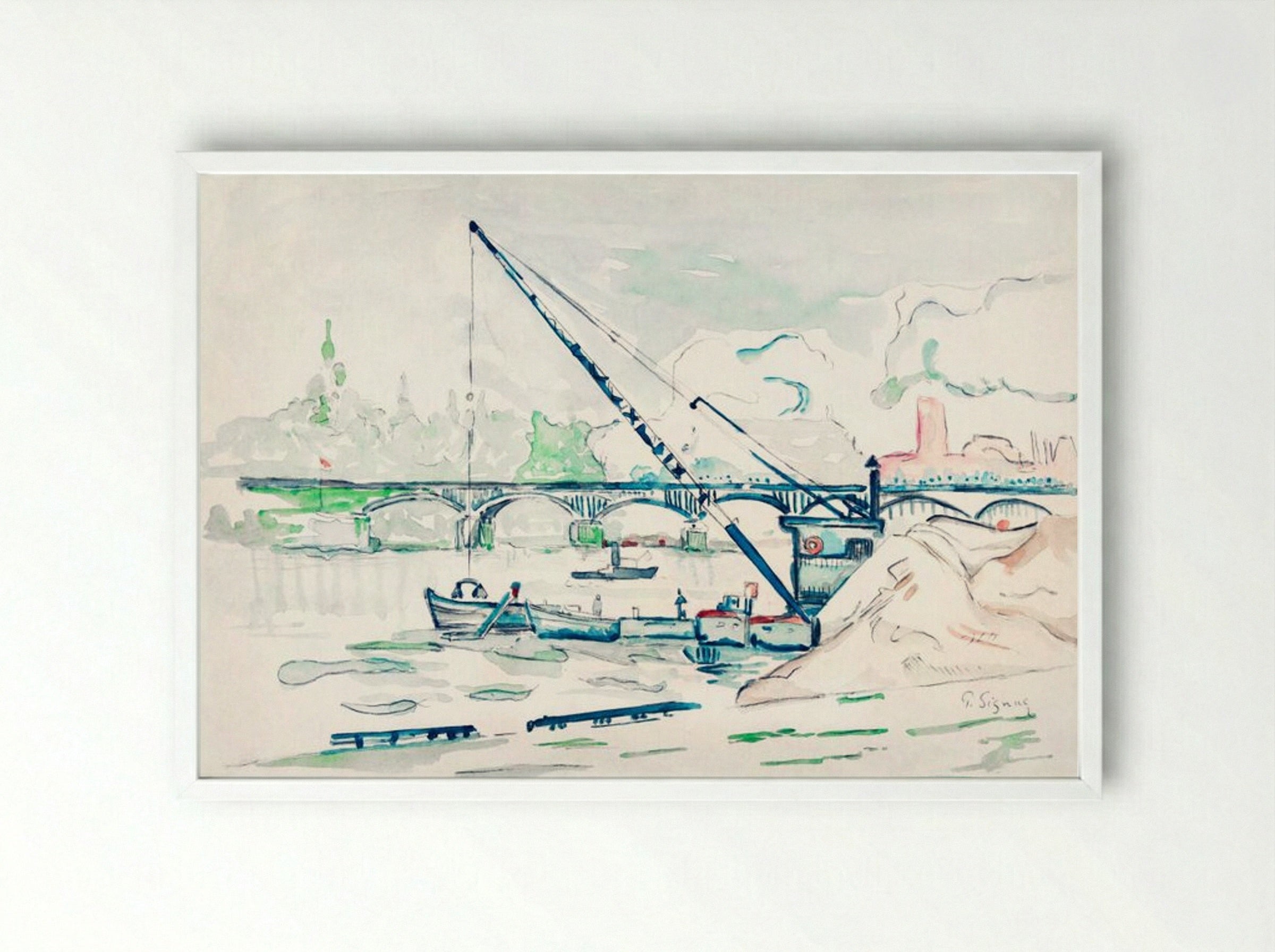 Le Pont des Arts - Paul Signac - Framed Print White