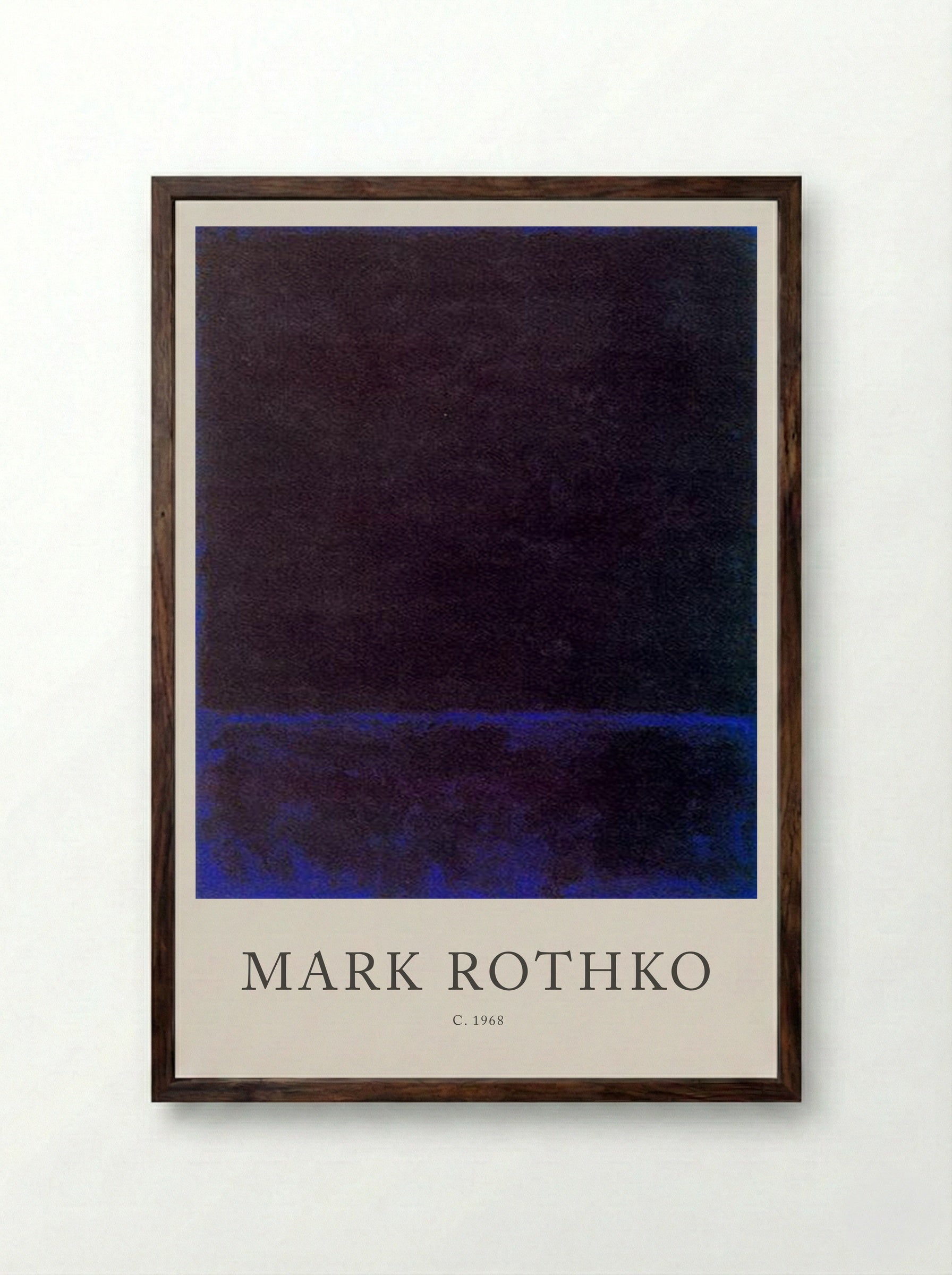 Untitled (Dark Blue Band, c. 1968) - Mark Rothko - Framed Print Dark Wood