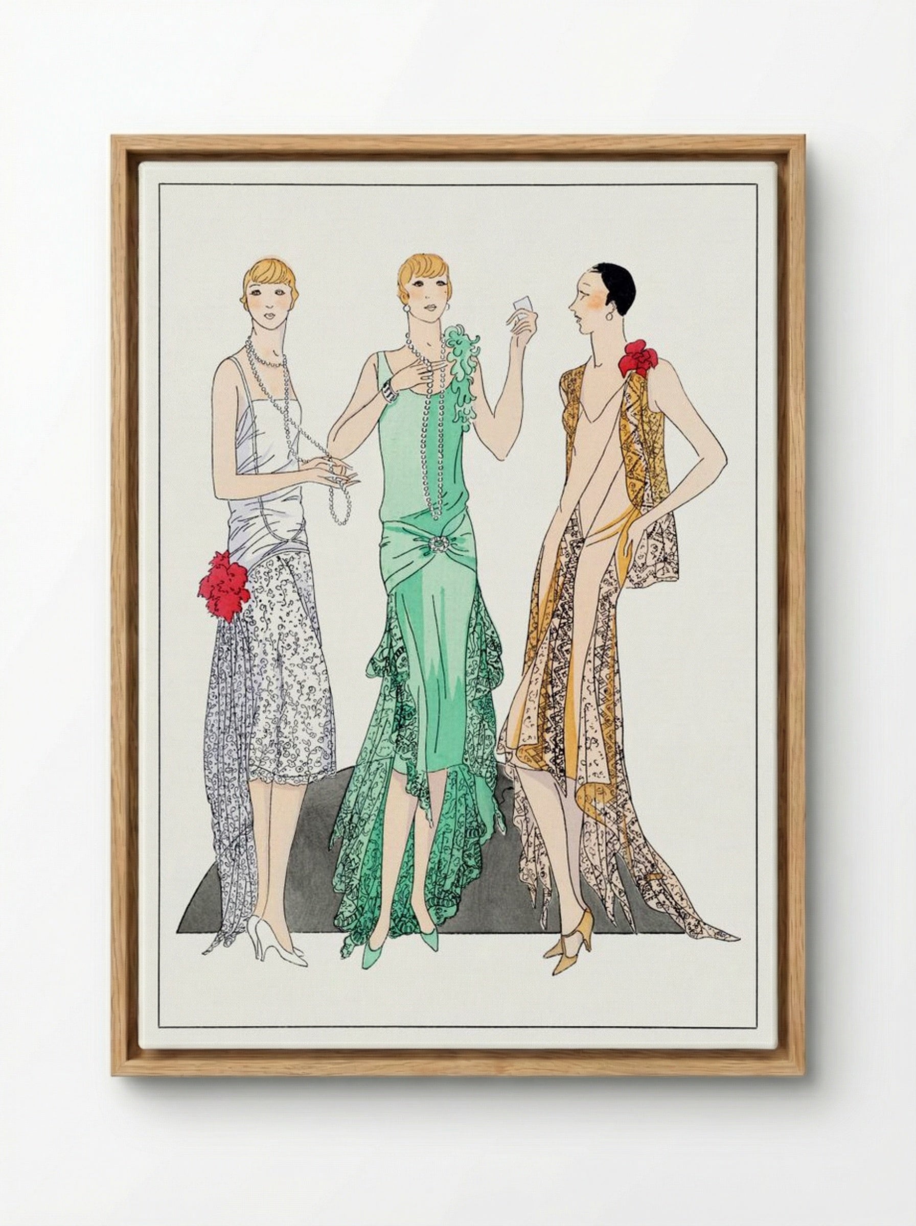 Three Evening Dresses with Lace - V. Racine - Framed Canvas Wood