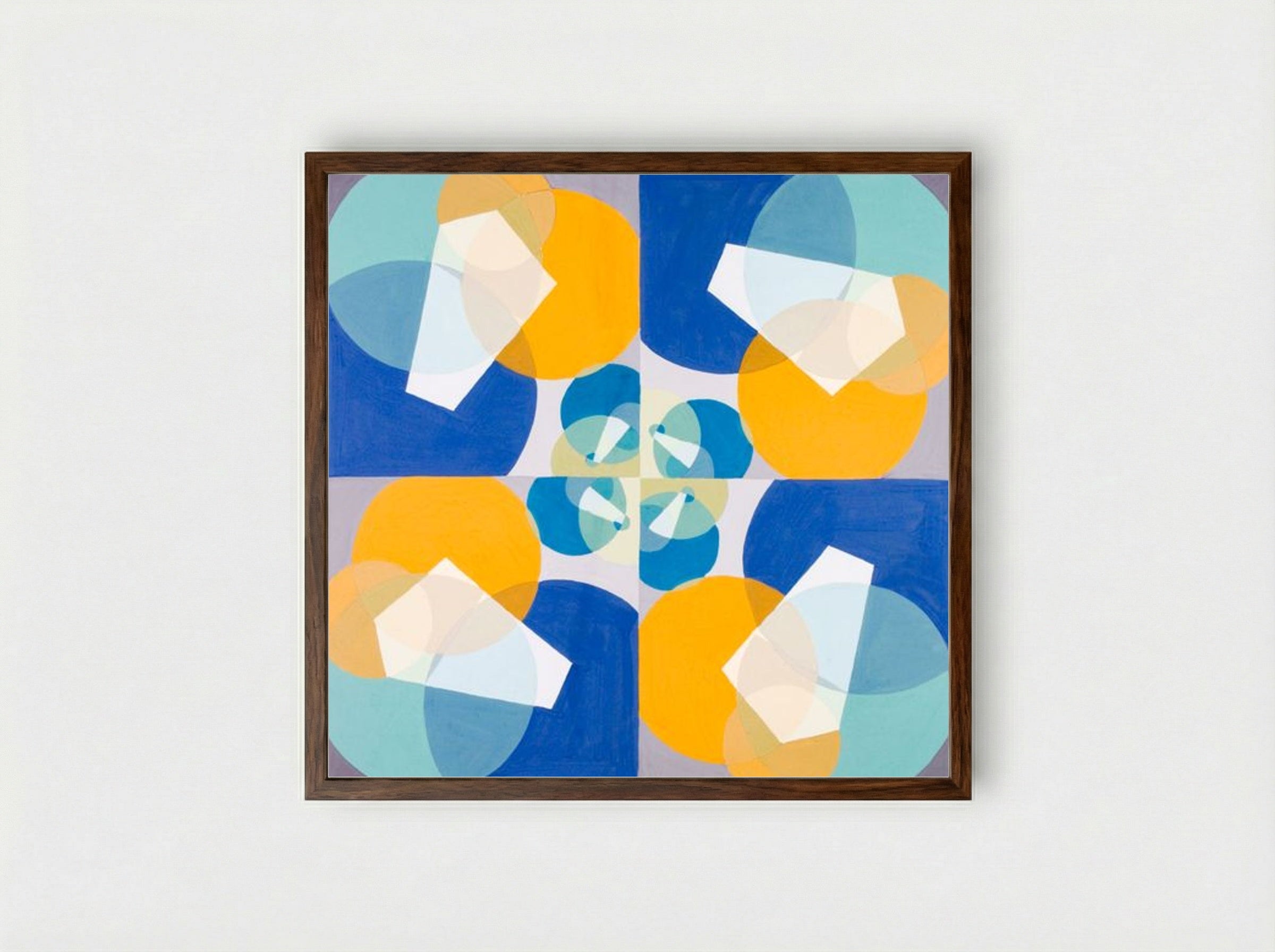 Green Squares - Joseph Schillinger - Framed Print Dark Wood