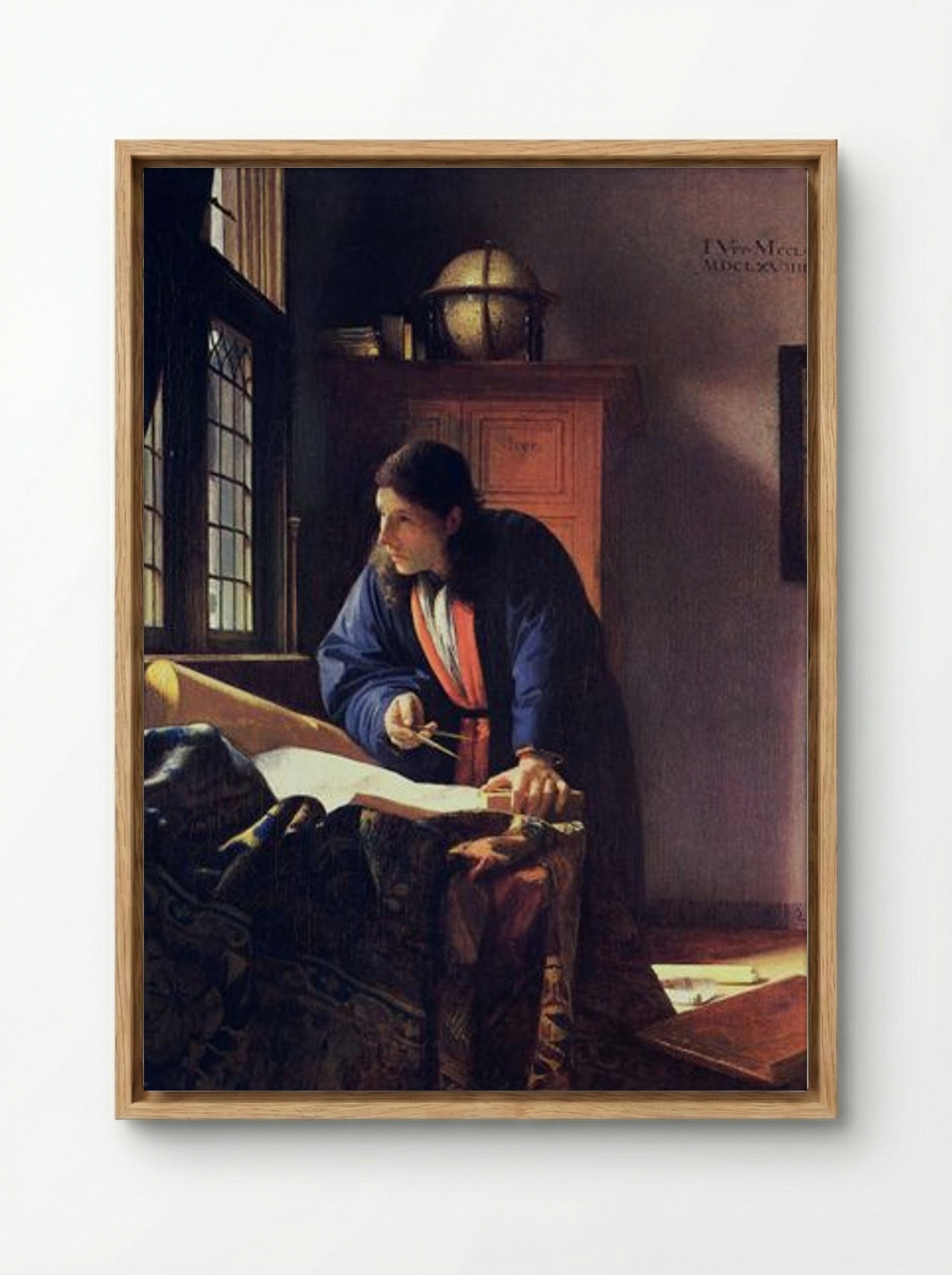 The Geographer - Johannes Vermeer - Framed Canvas Wood