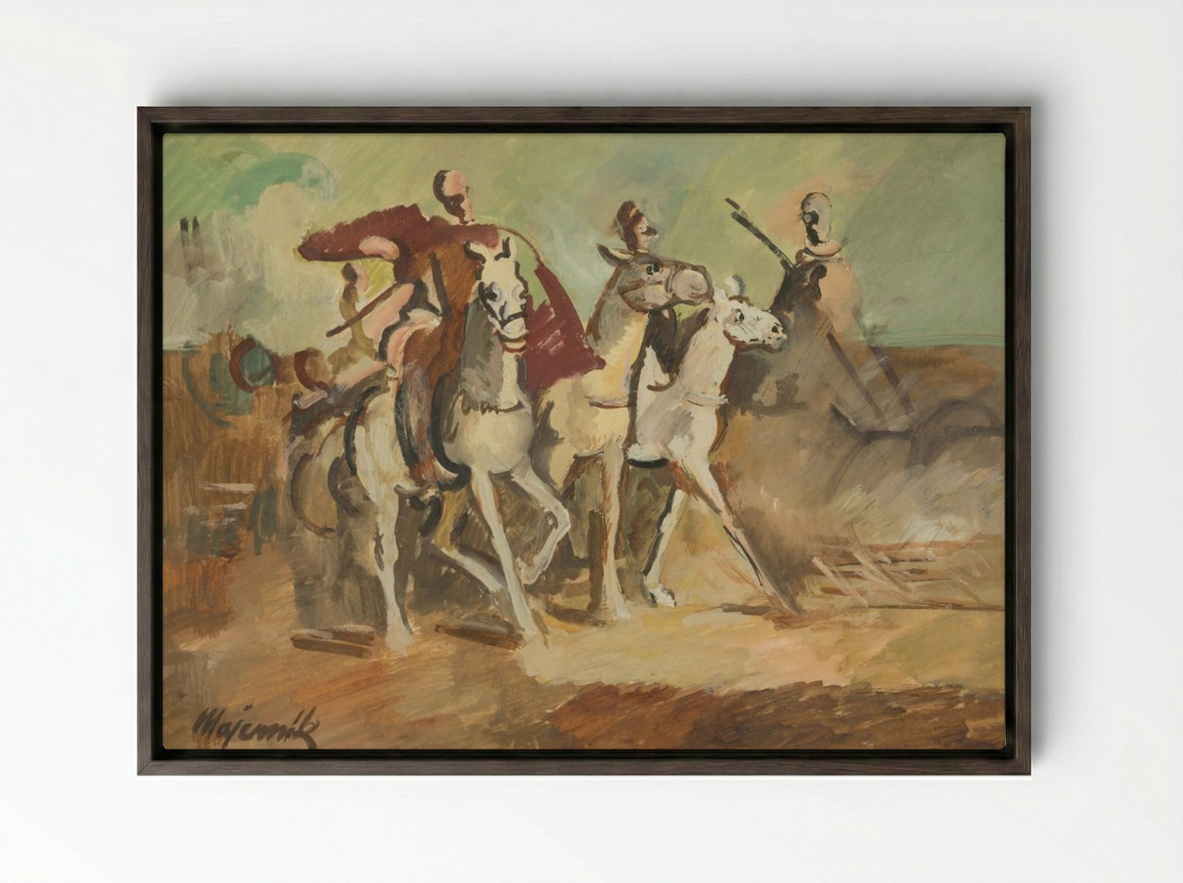 Horse Riders - Cyprián Majerník - Framed Canvas Dark Wood