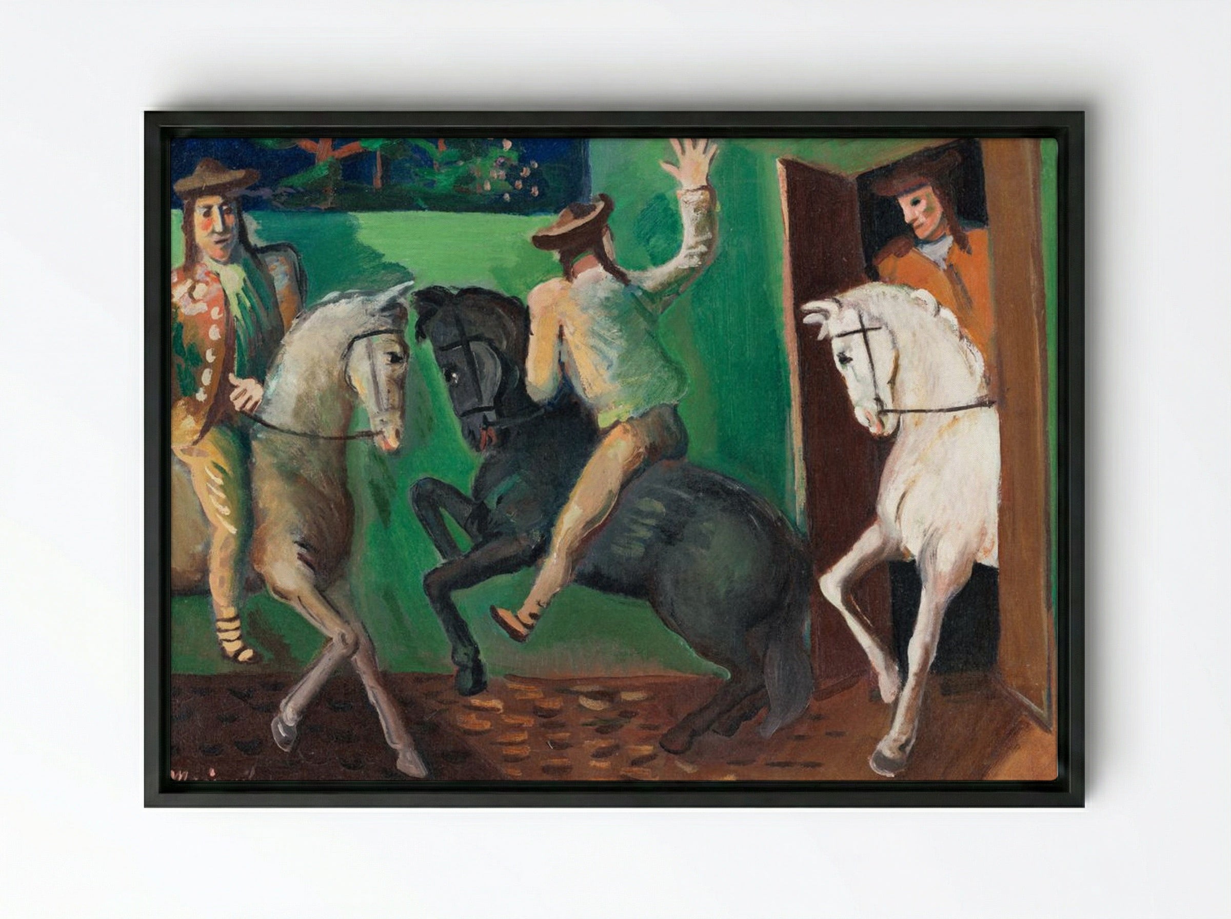 Riders on Horses - Cyprián Majerník - Framed Canvas Black