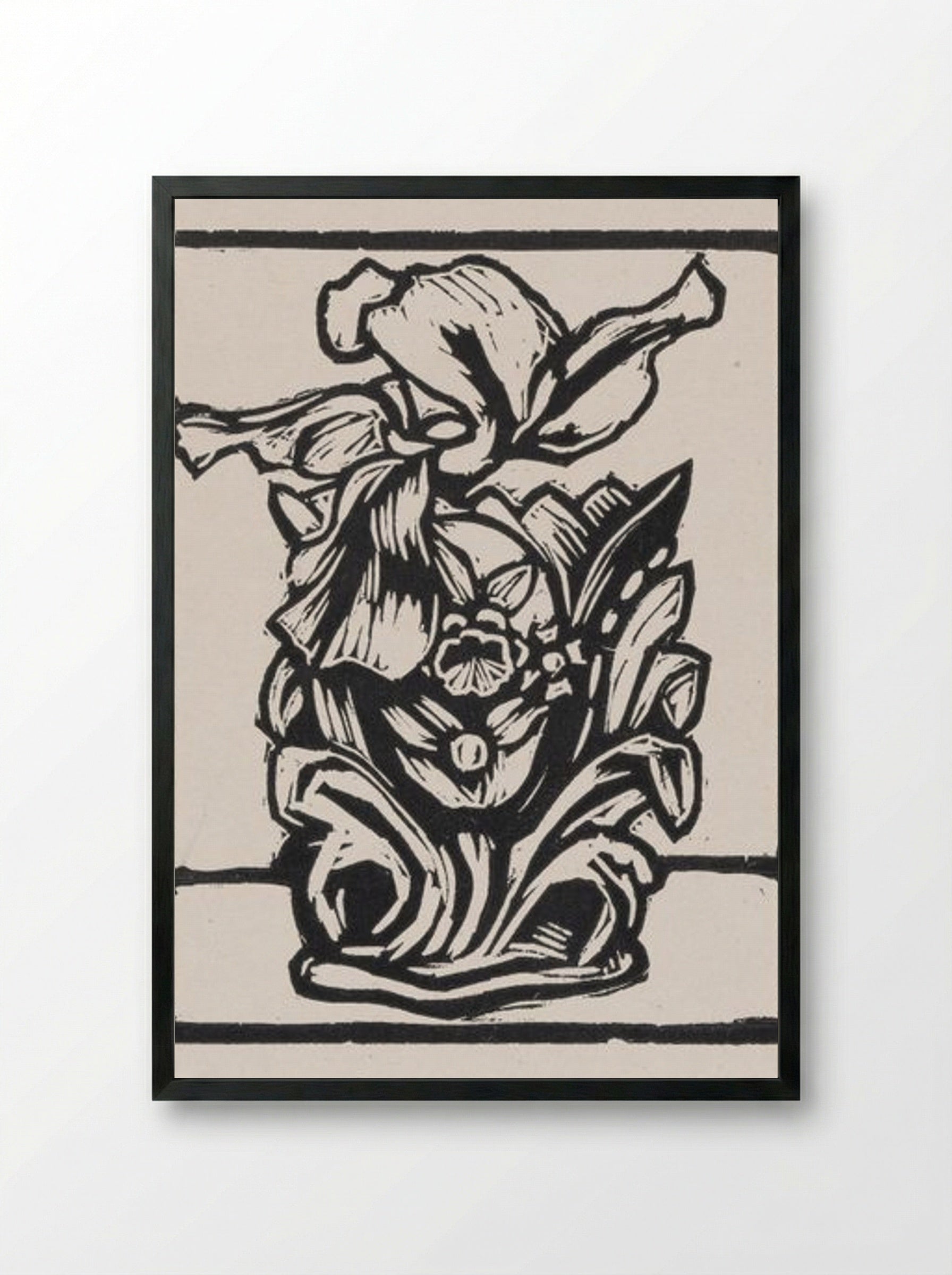 Iris in Vase - Fine Art Print - Framed Print Black