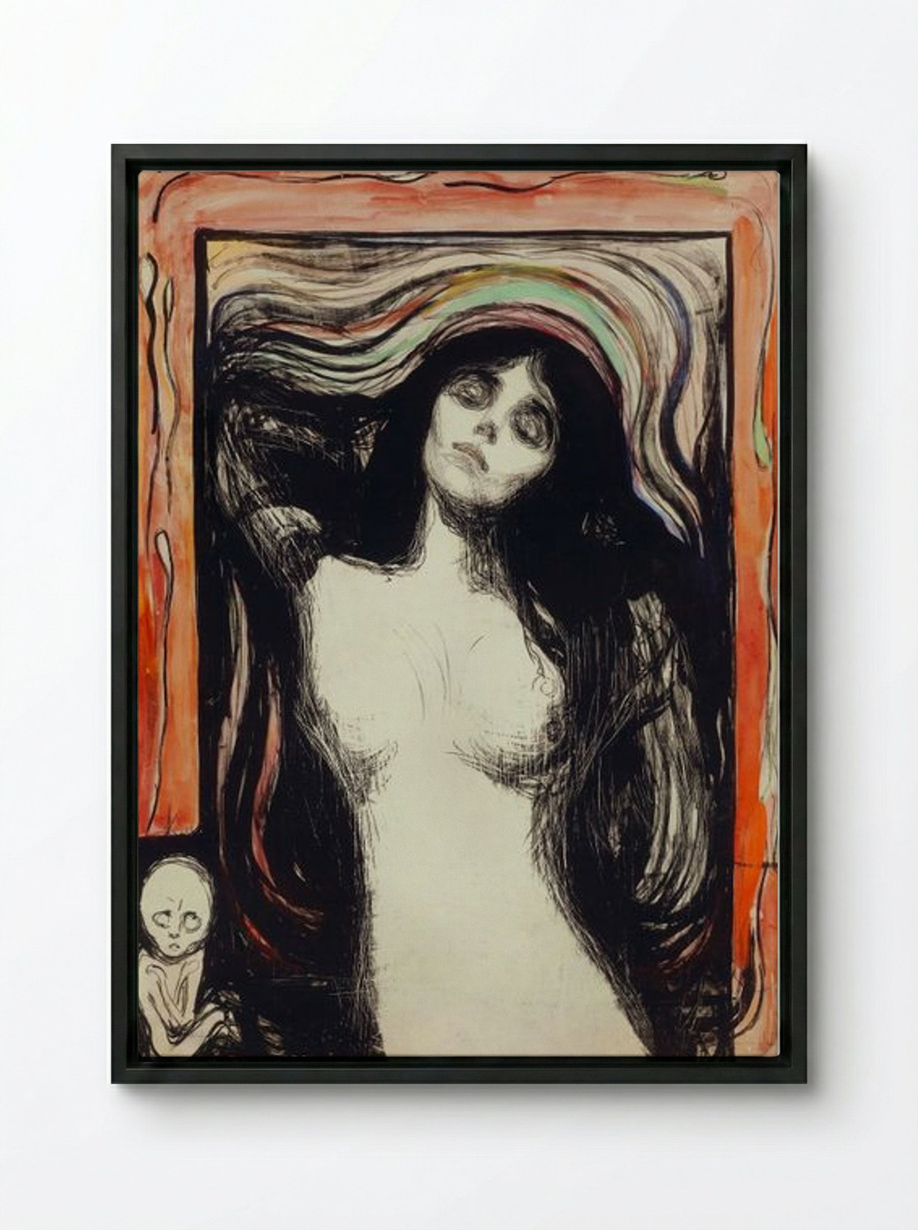 Madonna - Edvard Munch - Framed Canvas Black