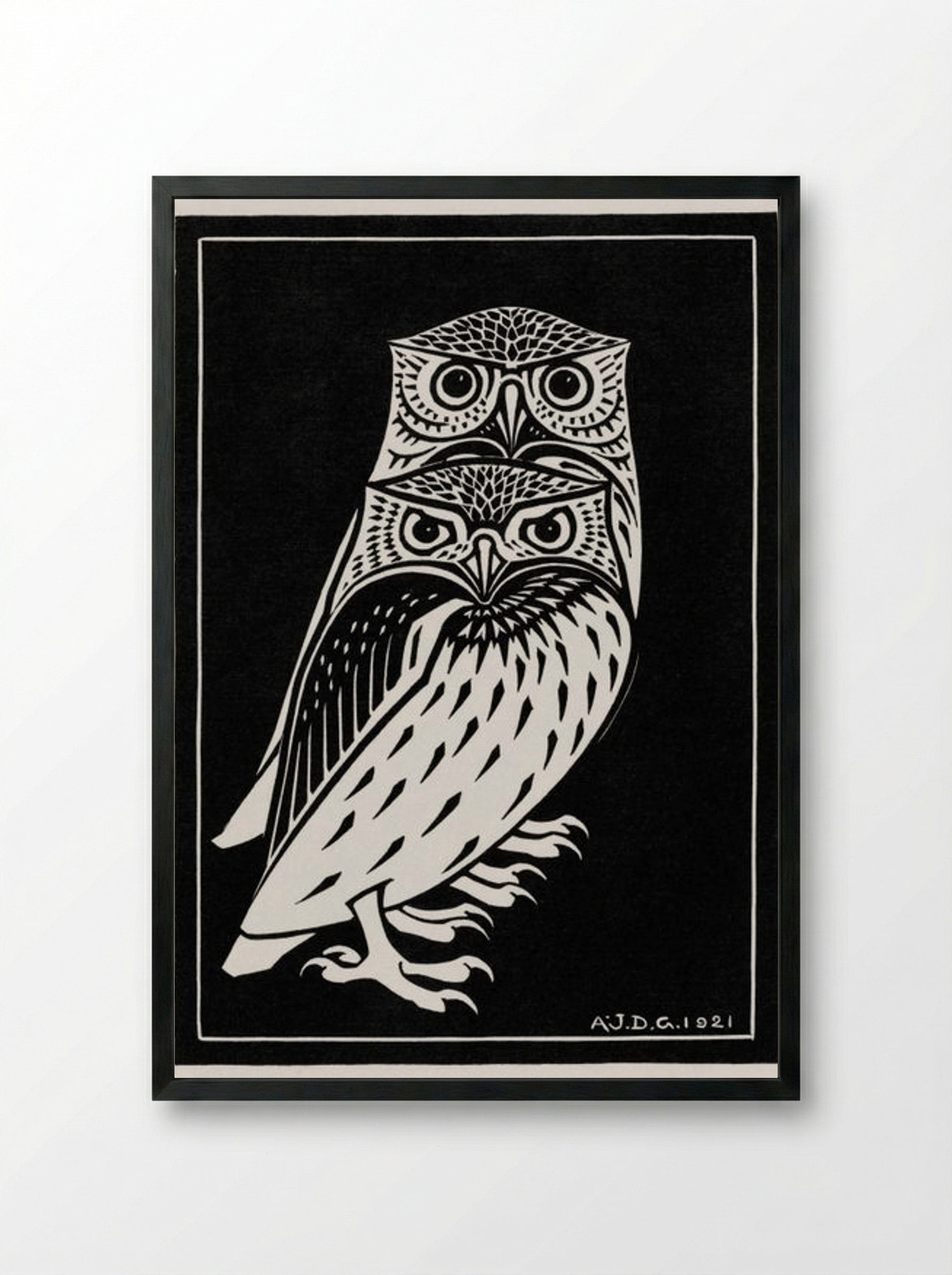 Two Owls - Julie de Graag - Framed Print Black